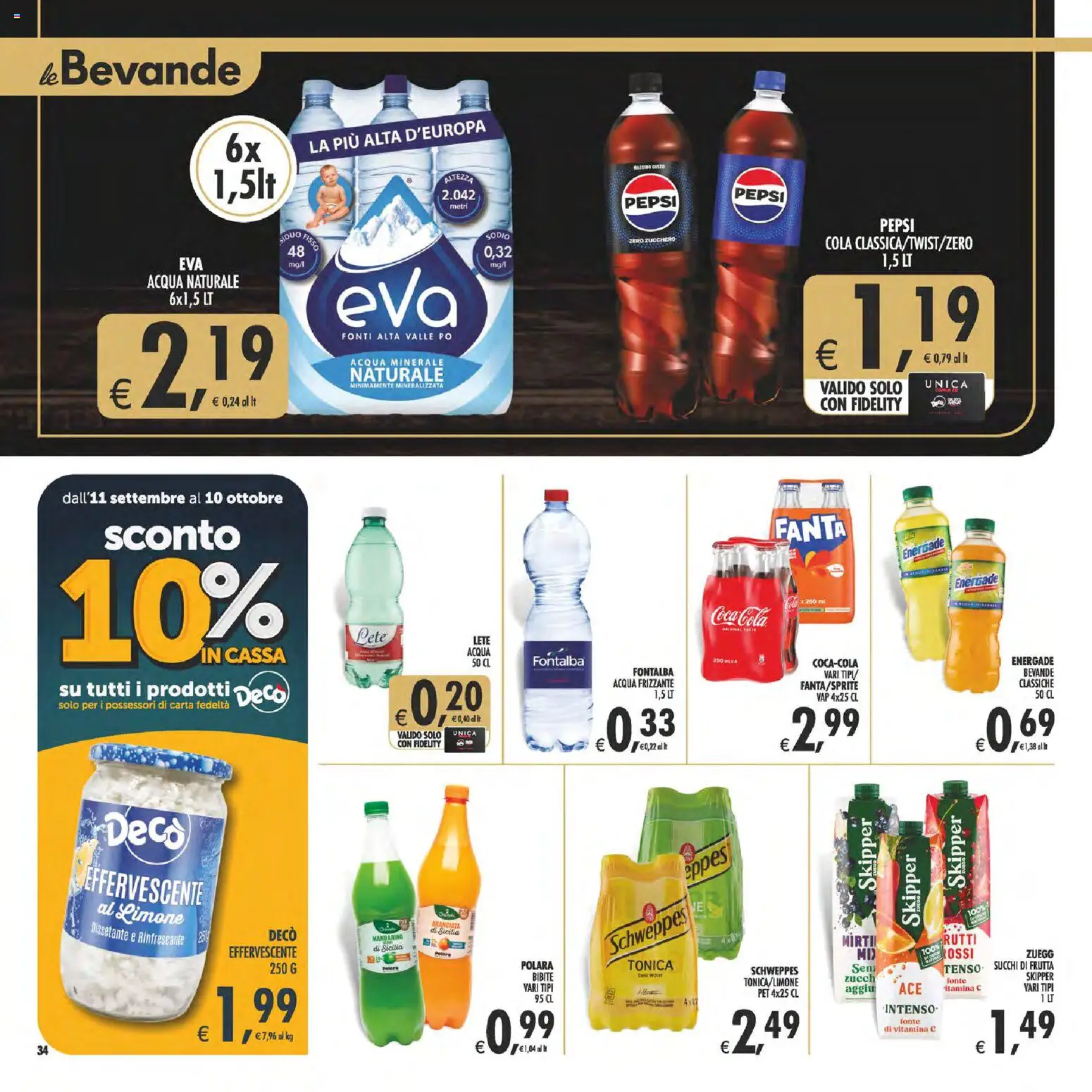 Volantino Decò del 22/09/2026 | Pagina: 34 | Prodotti: Frutta, Limone, Bibite, Fanta