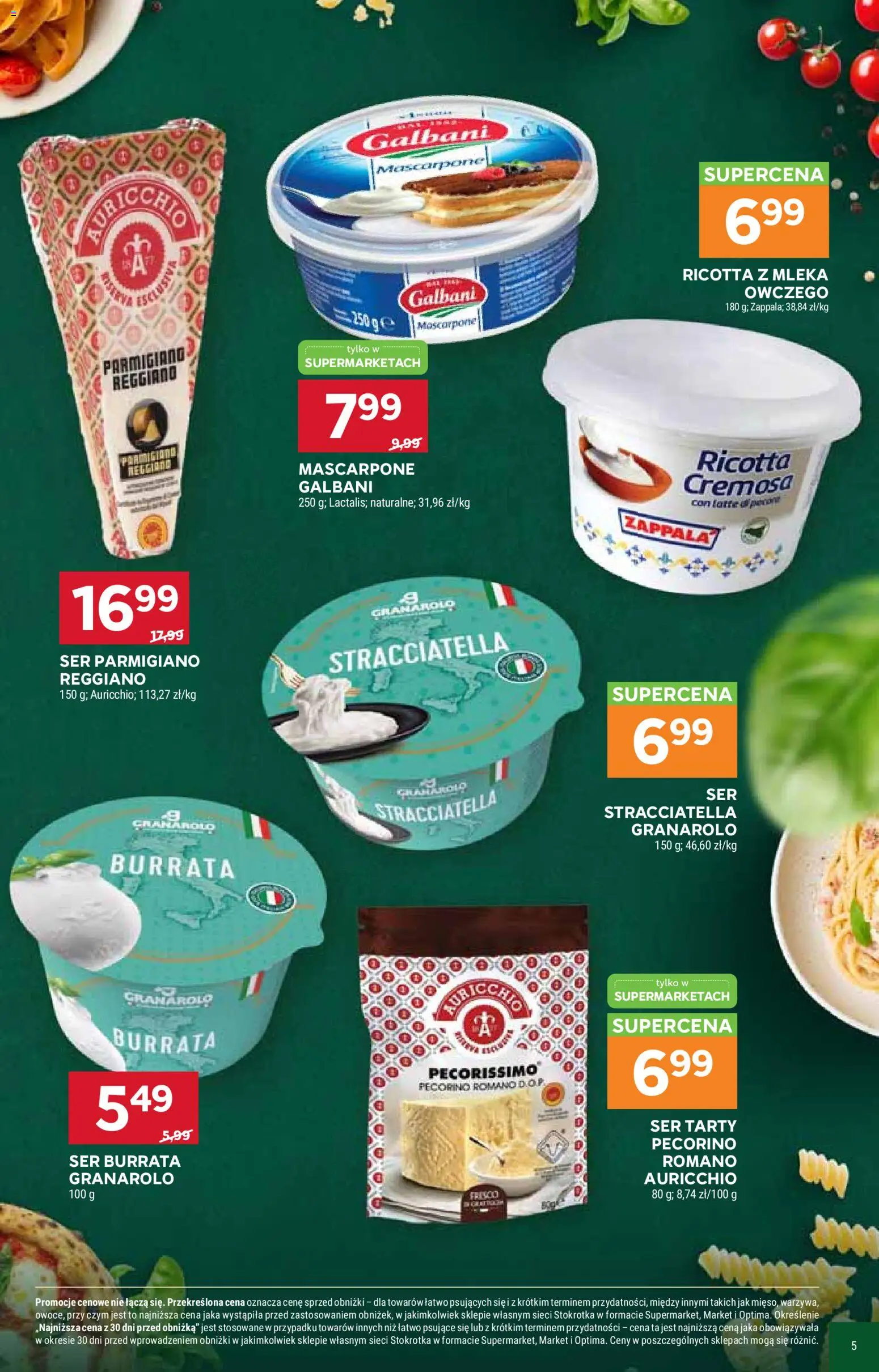 Stokrotka gazetka - Włochy od kuchni od 29.10.2026 | Strona: 5 | Produkty: Parmigiano Reggiano, Mleka, Mascarpone, Pecorino romano