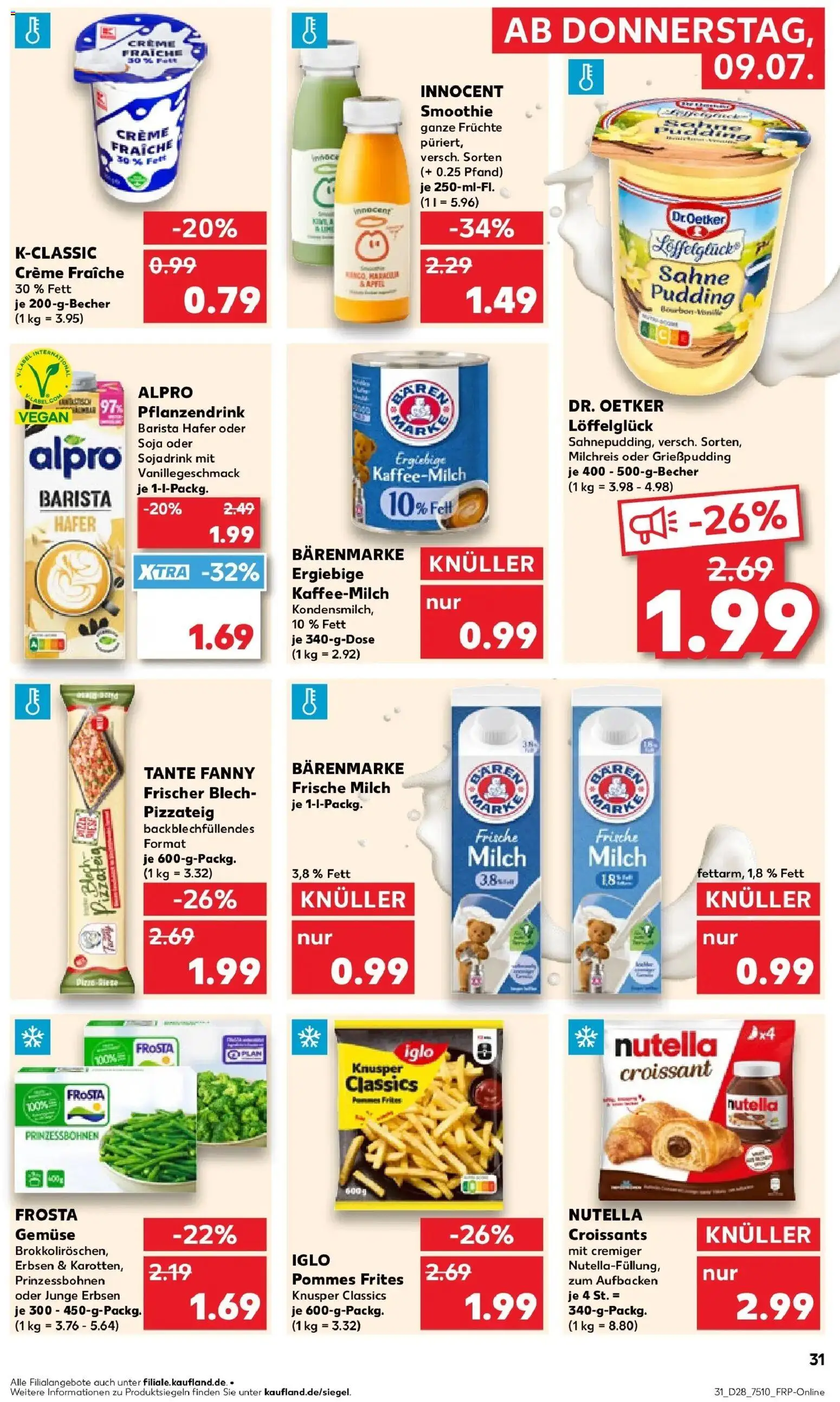 Kaufland Prospekt Rheda-Wiedenbrück – gültig ab 09.07.2026 | Seite: 31 | Produkte: Milch, Frosta, Croissant, Gemüse