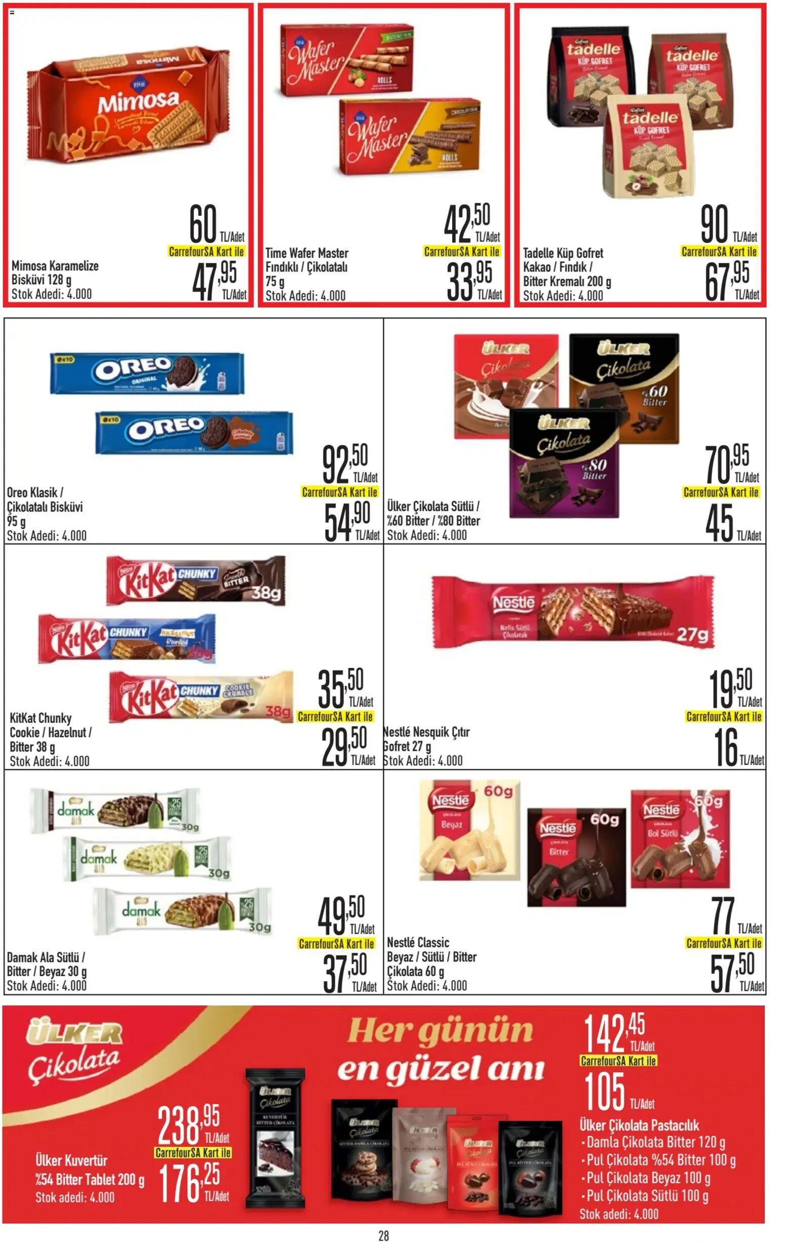 CarrefourSA Katalog - 06 Ağustos 2026 tarihinden itibaren geçerlidir | Sayfa: 28 | Ürünler: Gofret, Çikolata, Tablet, Bisküvi