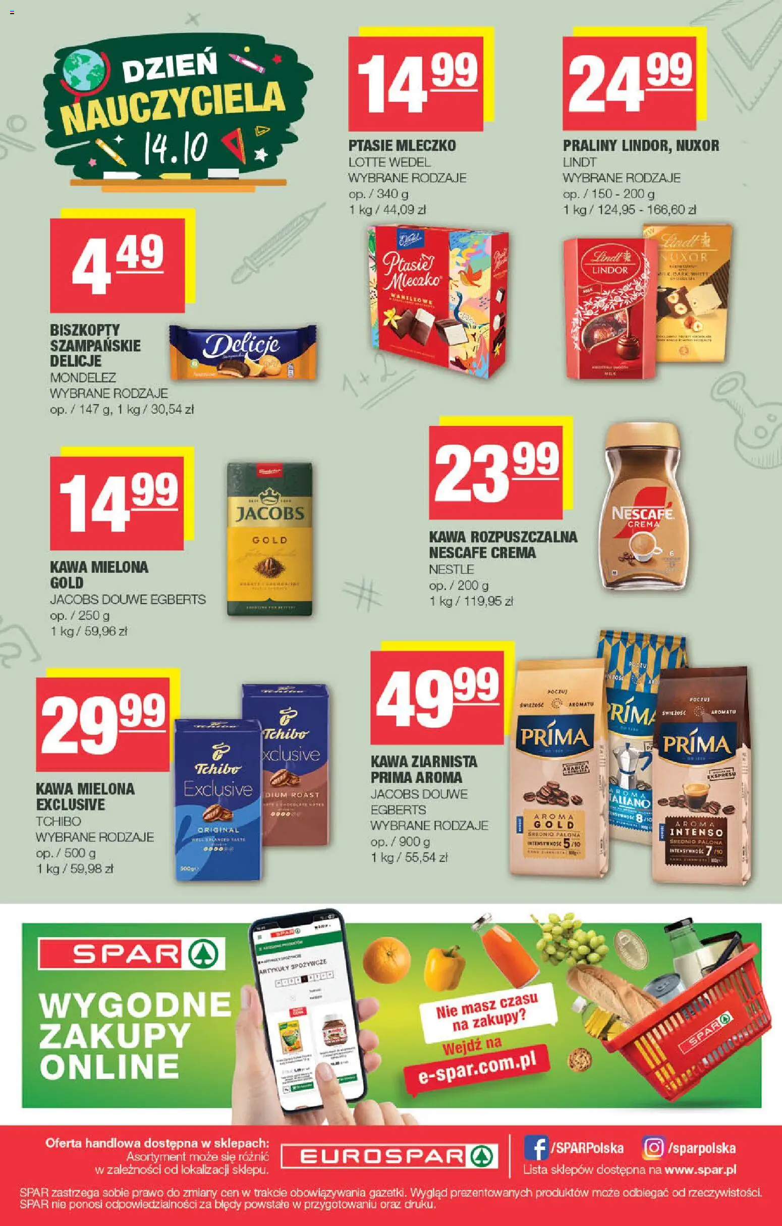 Spar gazetka - Eurospar od 07.10.2026 | Strona: 16 | Produkty: Biszkopty, Nescafe, Kawa ziarnista, Tchibo kawa ziarnista