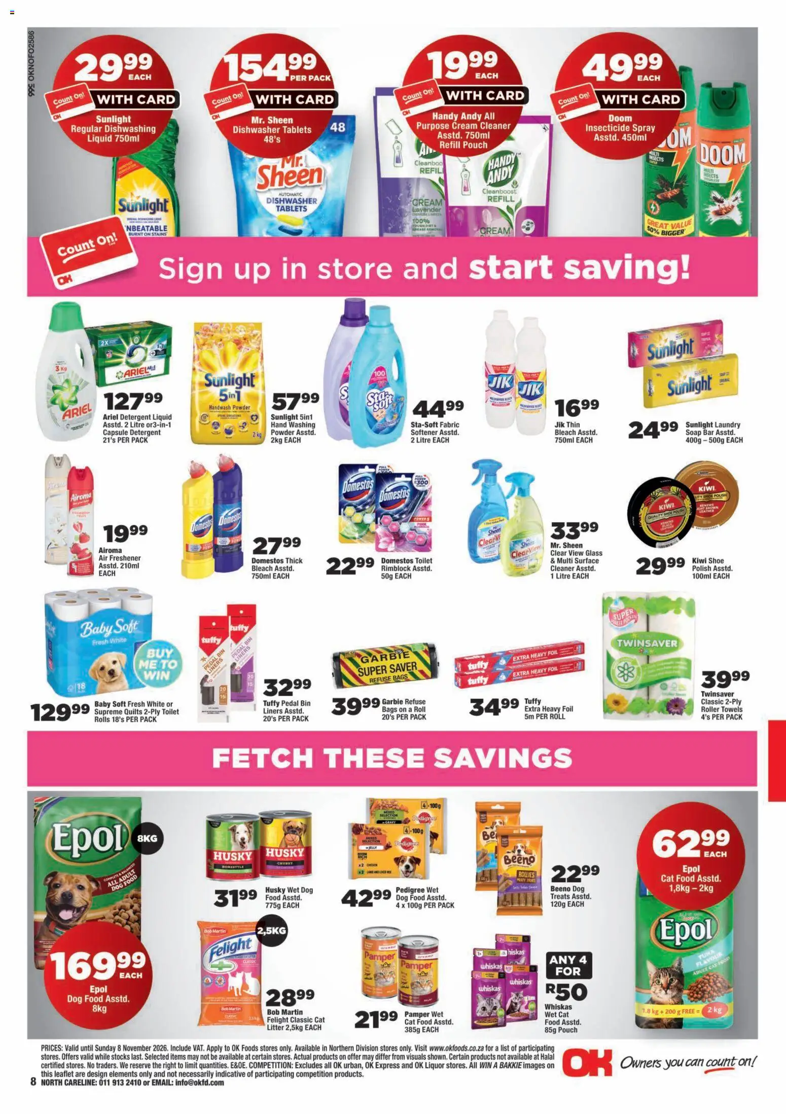 New OK Foods catalogue – valid from 23/10/2026 | Page: 8 | Products: Towels, Dishwasher, Refuse bags, Dishwasher tablets