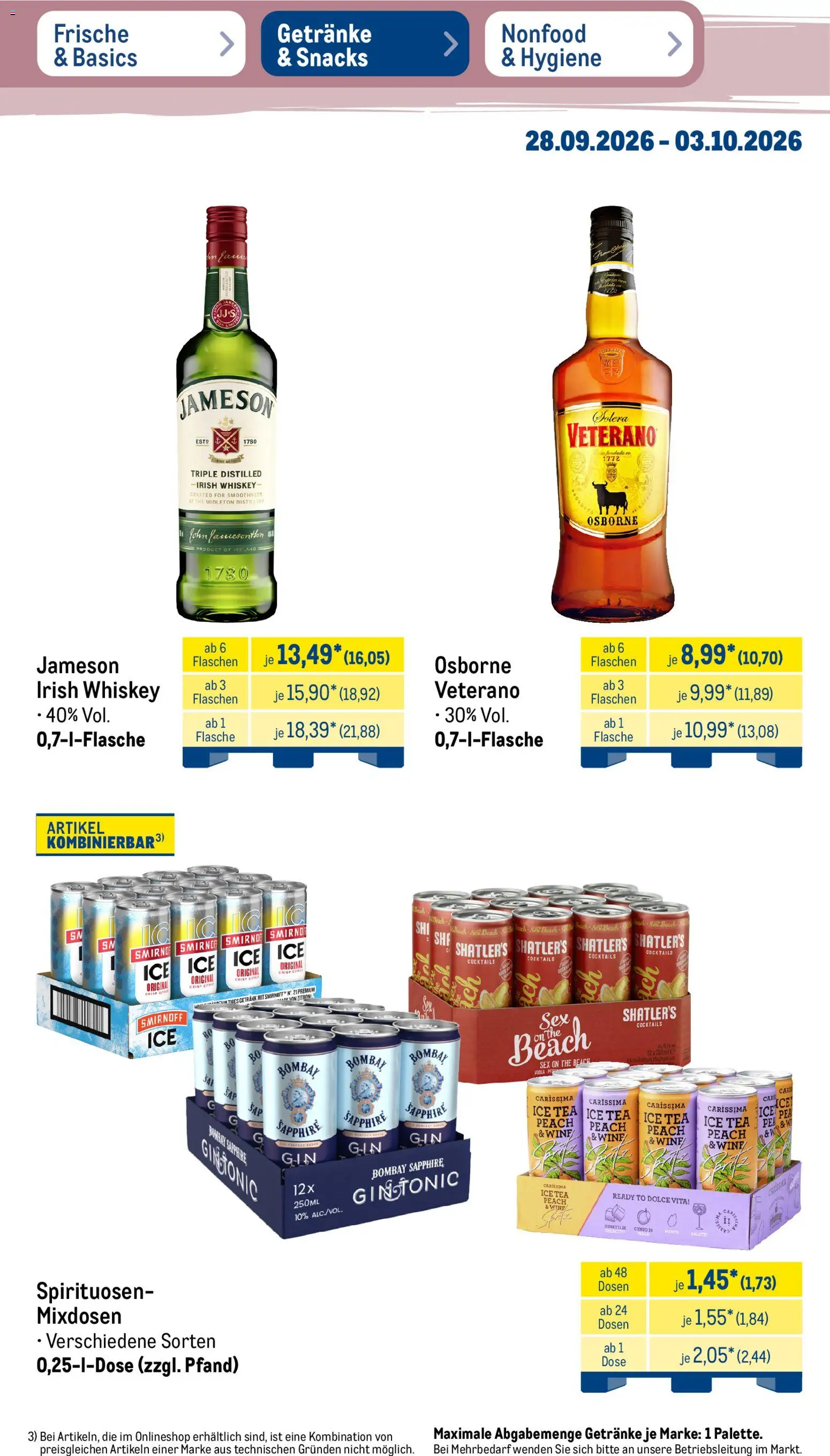 Metro NonFood-Angebote – gültig ab 28.09.2026 | Seite: 24 | Produkte: Osborne, Smirnoff, Vodka, Whiskey
