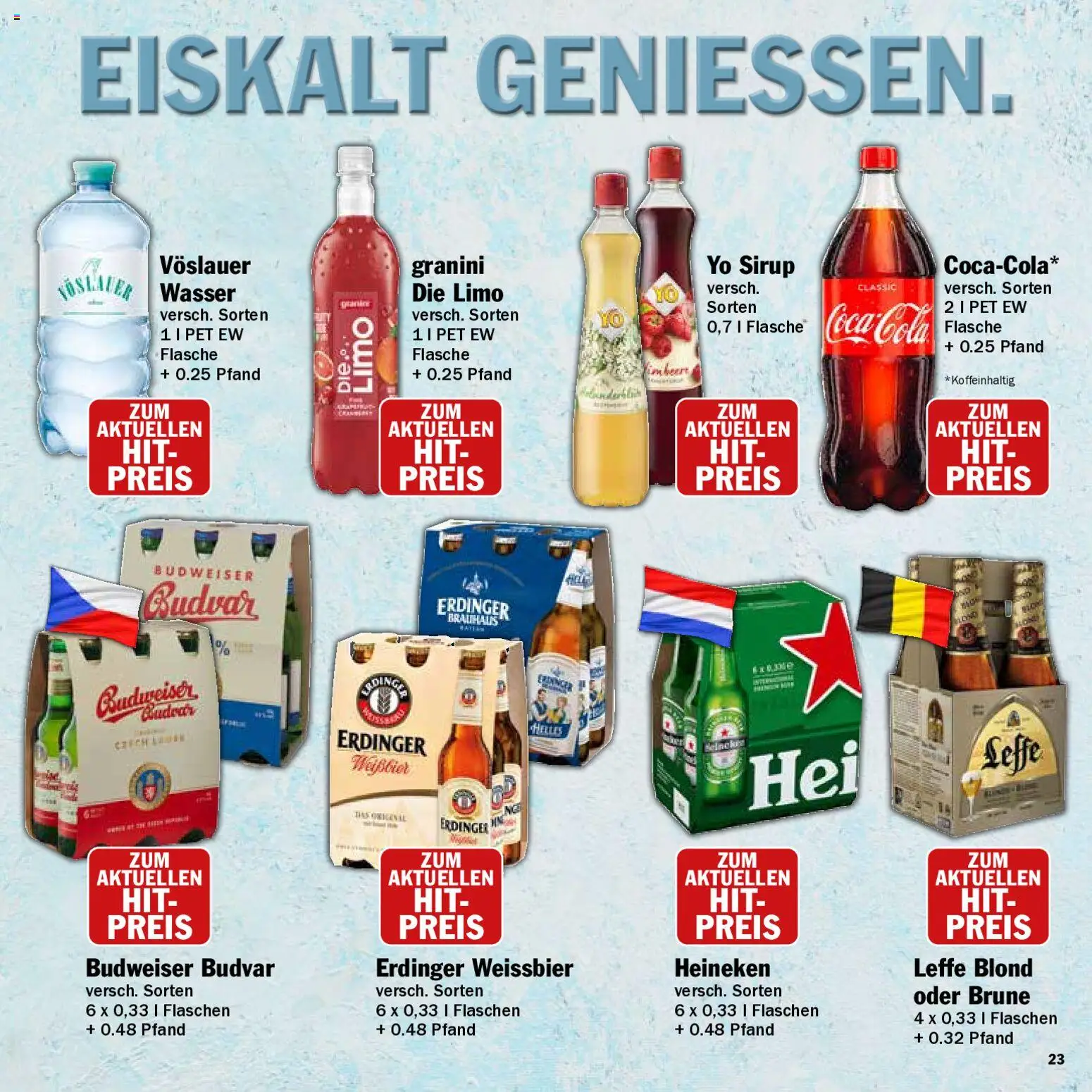 HIT Grillbroschüre – gültig ab 10.08.2026 | Seite: 23 | Produkte: Erdinger, Heineken, Wasser, Granini