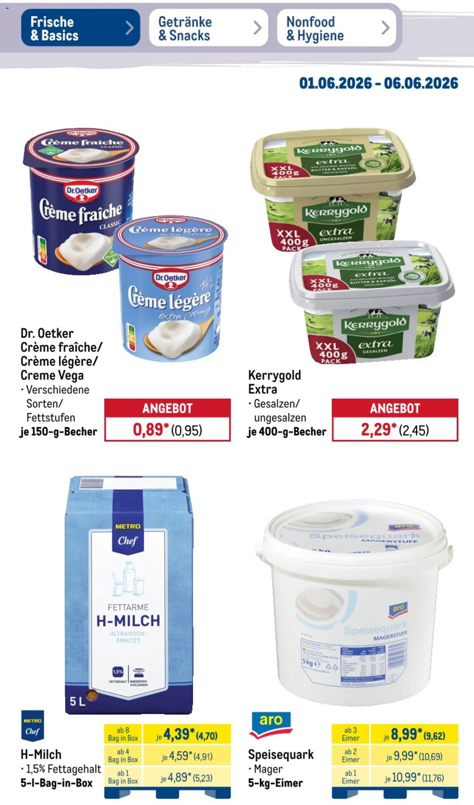 Metro NonFood-Angebote – gültig ab 01.06.2026 | Seite: 45 | Produkte: Butter, Rapsöl, Box, Speisequark
