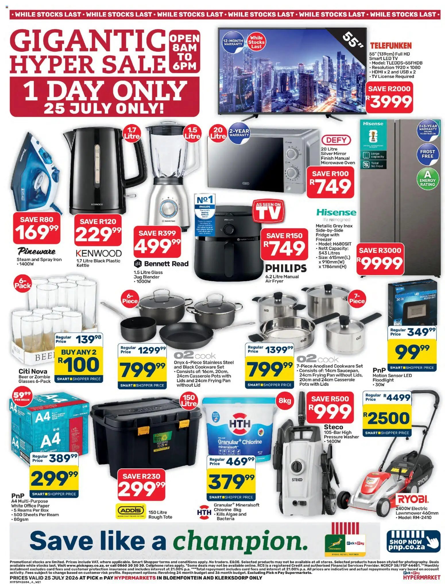 New Pick n Pay catalogue – valid from 25/07/2026 | Page: 4 | Products: Freezer, Oven, Fridge, Paper