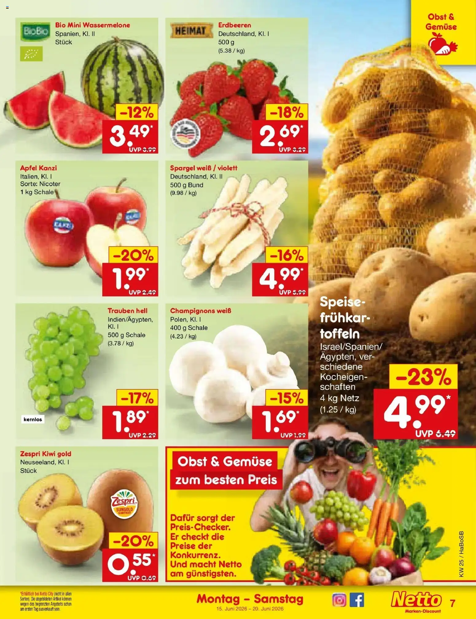 Netto Marken-Discount Prospekt Wuppertal – gültig ab 14.06.2026 | Seite: 9 | Produkte: Spargel, Obst, Wassermelone, Erdbeeren