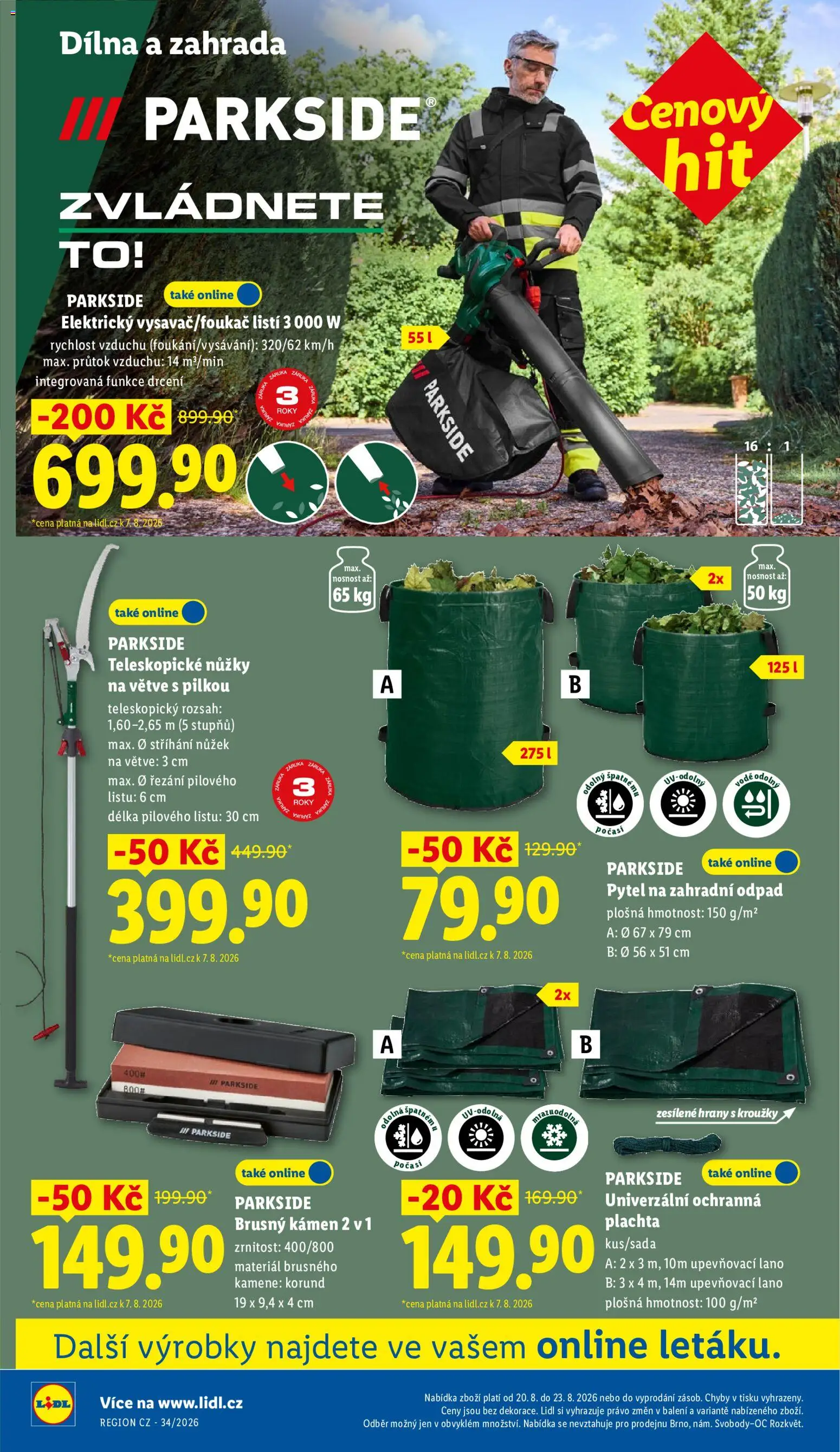 Lidl leták od 20.08.2026 | Strana: 32 | Produkty: Nůžky, Nůžky na větve, Pytel na zahradní odpad, Plachta