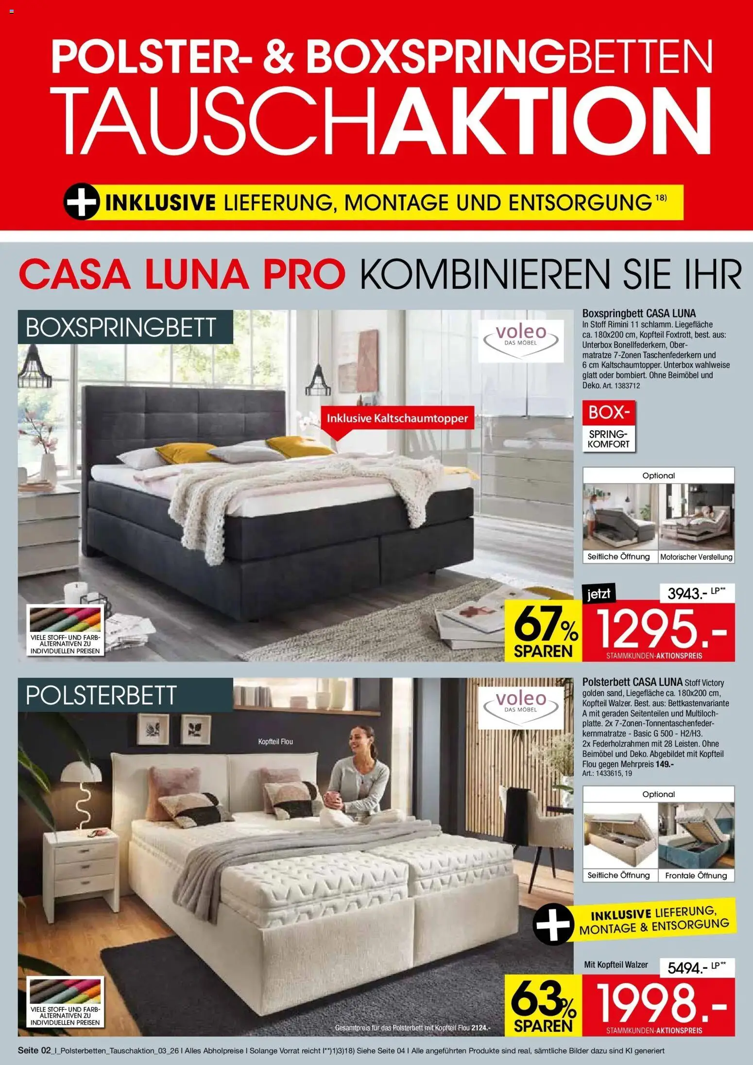 Zurbrüggen Polster-Spezial – gültig ab 27.08.2026 | Seite: 2 | Produkte: Matratze, Boxspringbett, Polsterbett, Box