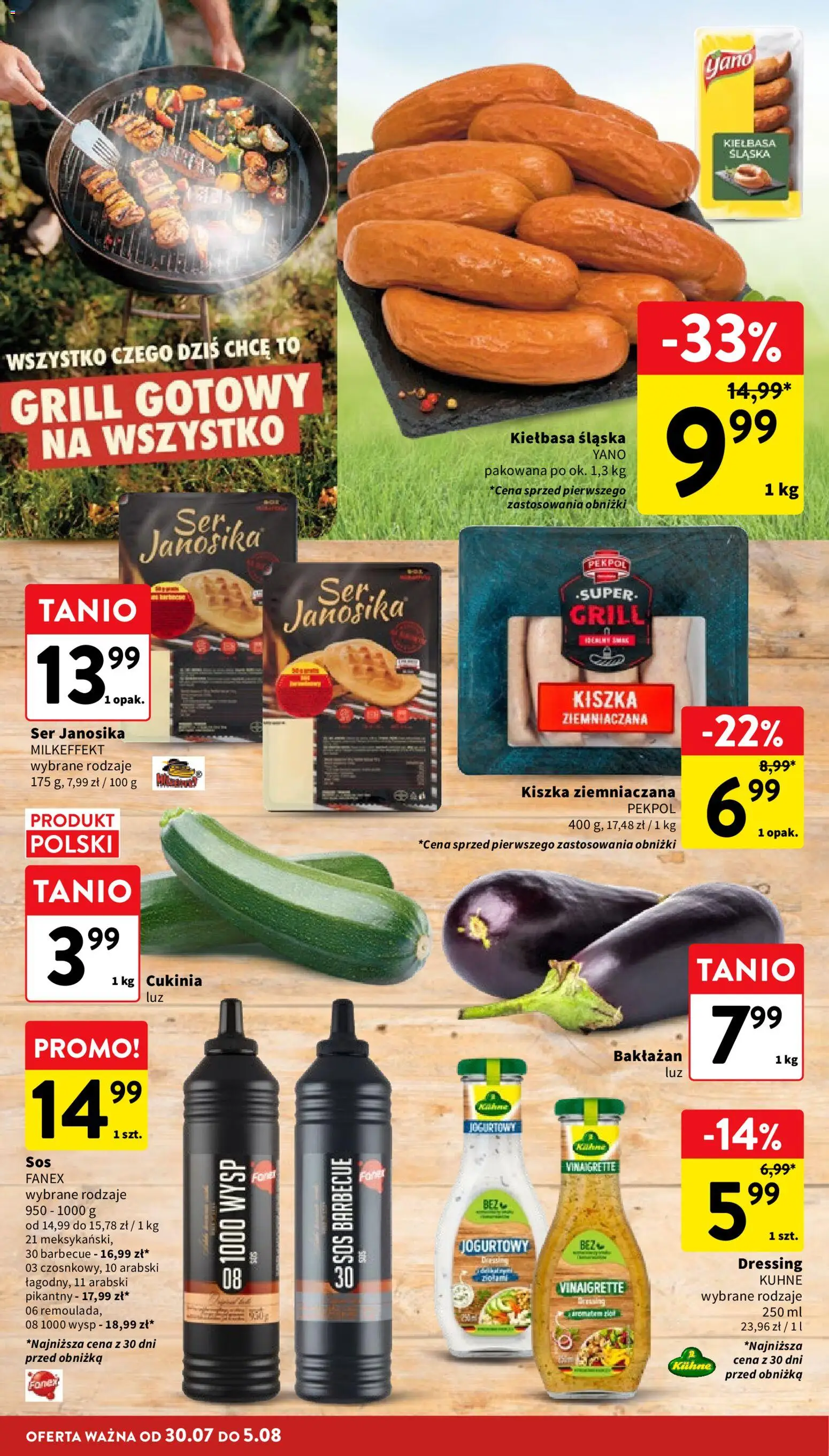 Intermarche gazetka od 30.07.2026 | Strona: 8 | Produkty: Kiełbasa, Grill, Cukinia, Kiełbasa śląska