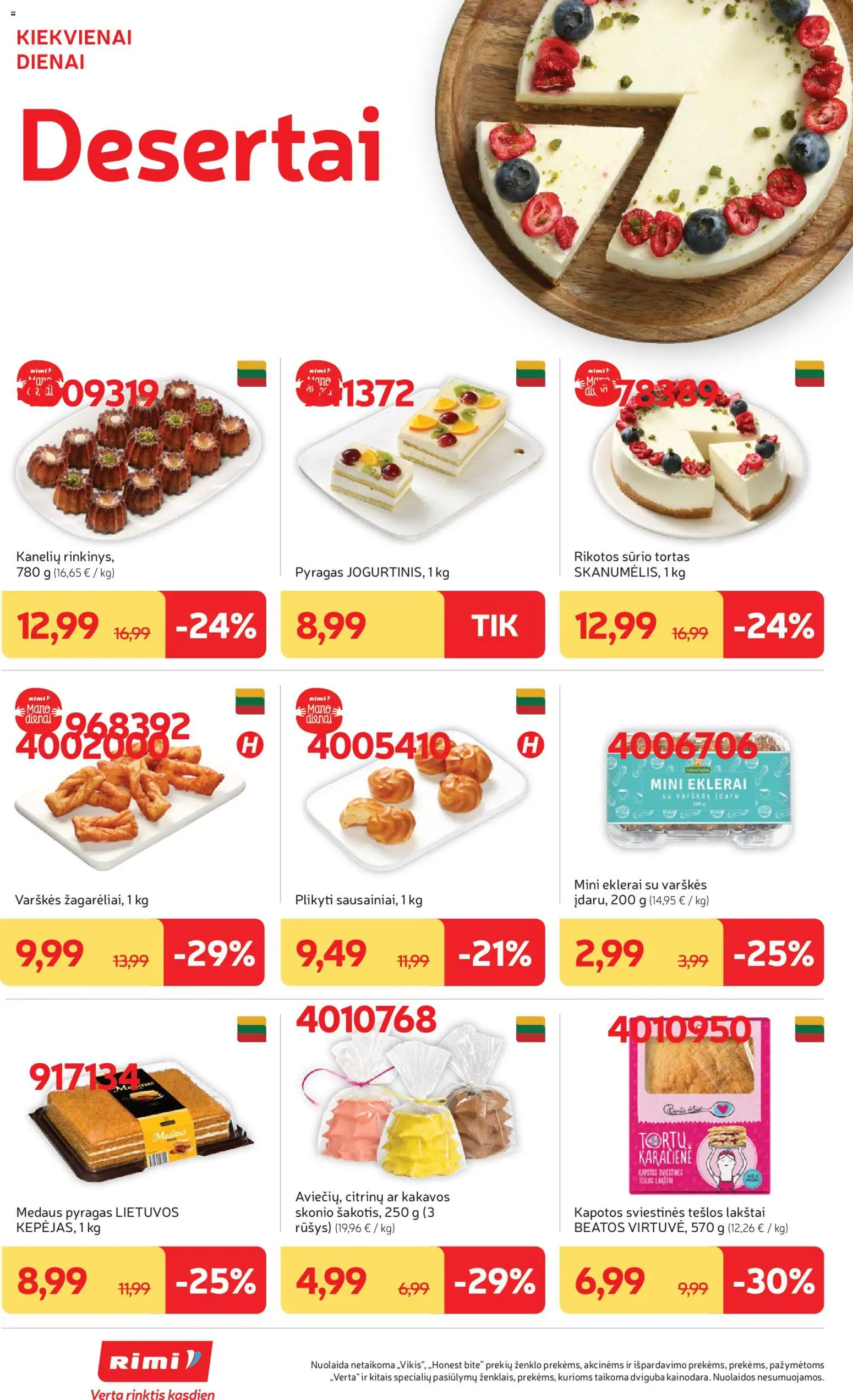 Rimi akcijos nuo 16.06.2026 | Puslapis: 8 | Prekių: Tortas, Pyragas