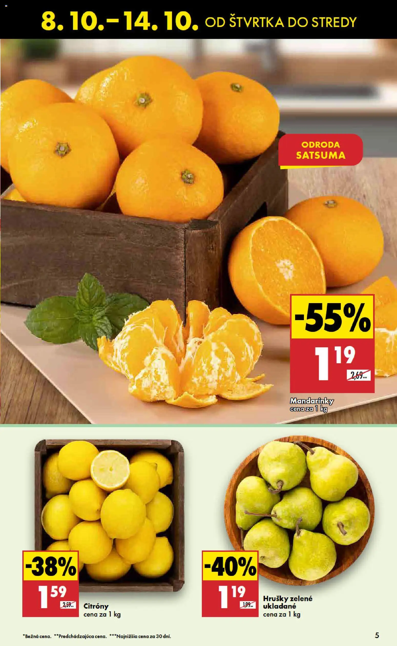 Nové Biedronka akcie – leták je platný od 08.10.2026 | Strana: 5 | Produkty: Citróny, Mandarinky, Hrušky