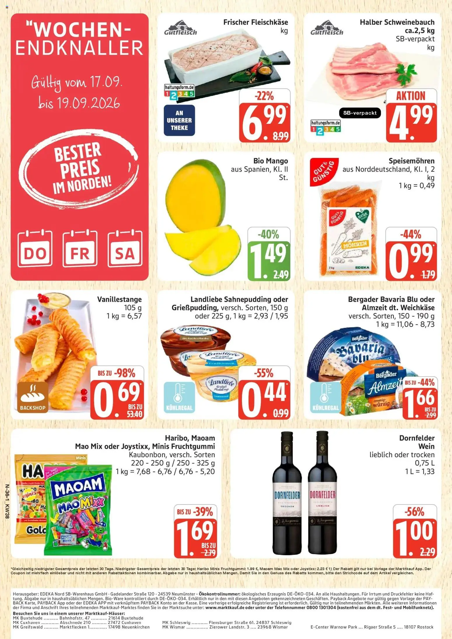 Marktkauf Prospekt Neuenkirchen (ab 14.09.2026) » Angebote online | Seite: 36 | Produkte: Haribo, Schweinebauch, Mango, Wein