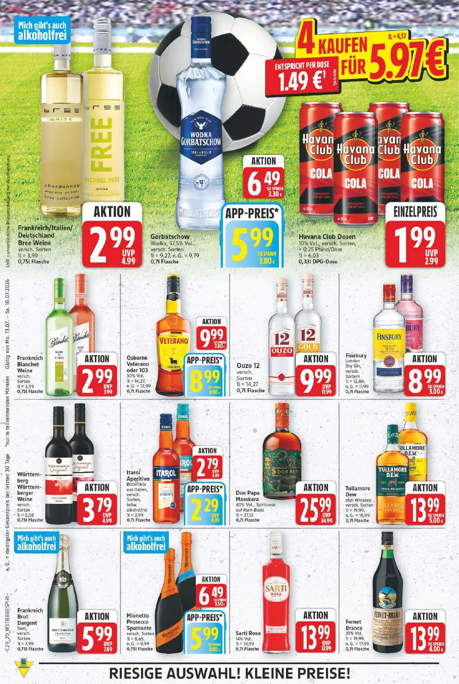 E center Prospekt – gültig ab 13.07.2026 | Seite: 20 | Produkte: Havana club, Cola, Prosecco, Whiskey
