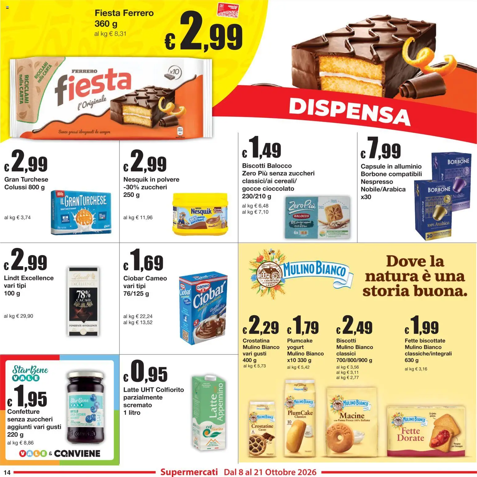 Volantino Sì con Te del 08/10/2026 | Pagina: 14 | Prodotti: Yogurt, Panna, Biscotti, Alluminio