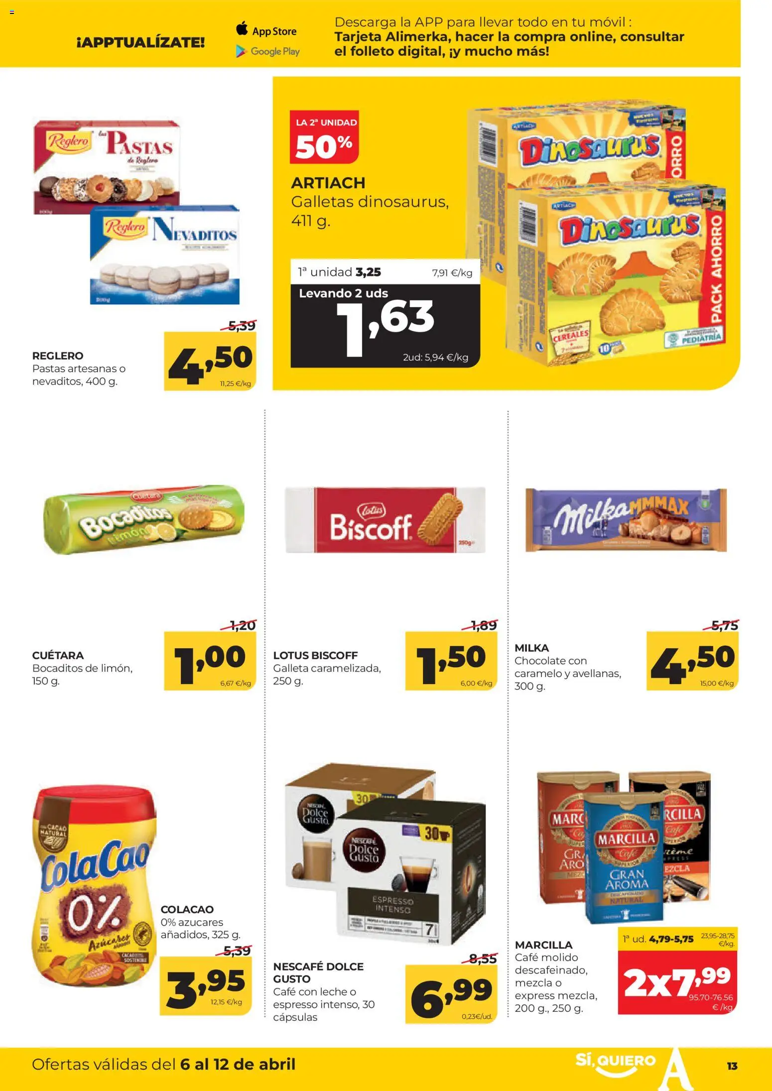 Alimerka folleto Asturias │ válido desde el 06.04.2026 | Página: 13 | Productos: Café con leche, Café, Cereales, Galletas