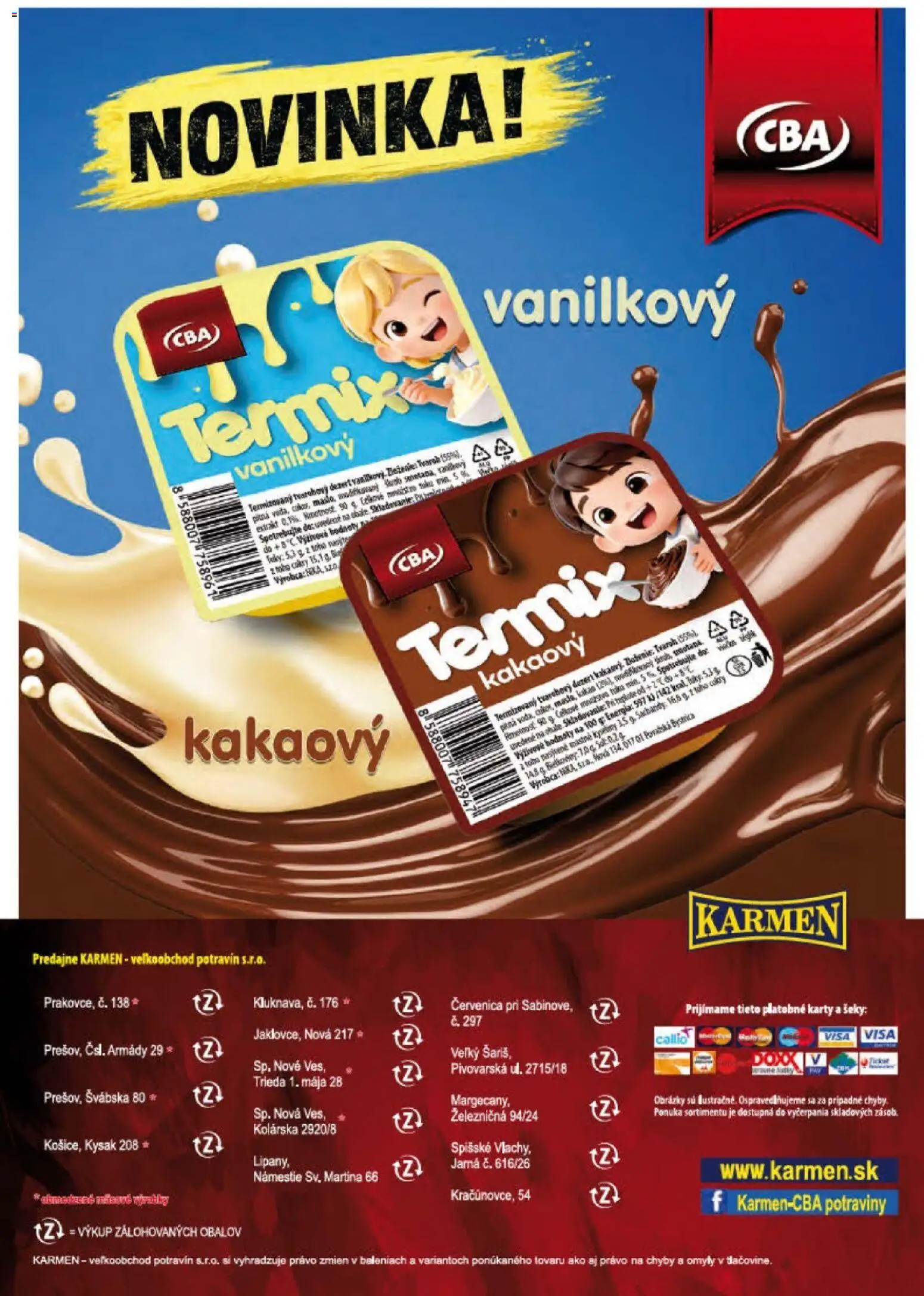 Nové KARMEN CBA akcie – leták je platný od 04.06.2026 | Strana: 24 | Produkty: Tvaroh, Soľ