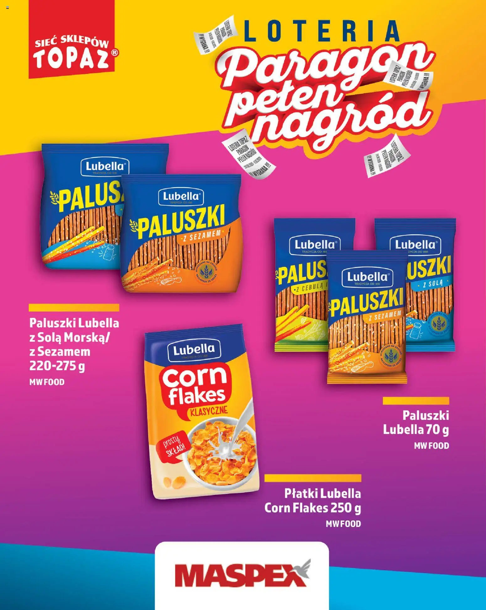 Topaz gazetka - Loteria Paragonowa od 24.08.2026 | Strona: 54 | Produkty: Cebula, Paluszki, Płatki, Corn Flakes