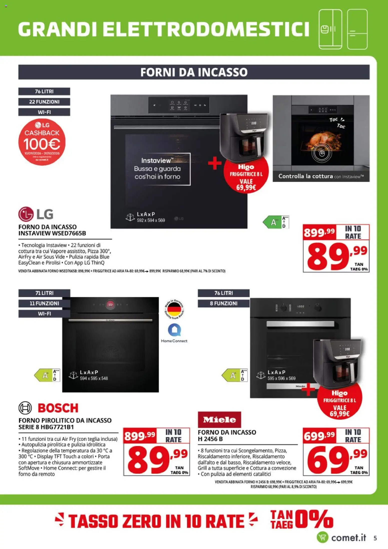 Volantino Comet del 17/09/2026 | Pagina: 5 | Prodotti: Friggitrice ad aria, Pizza, Forno, Miele