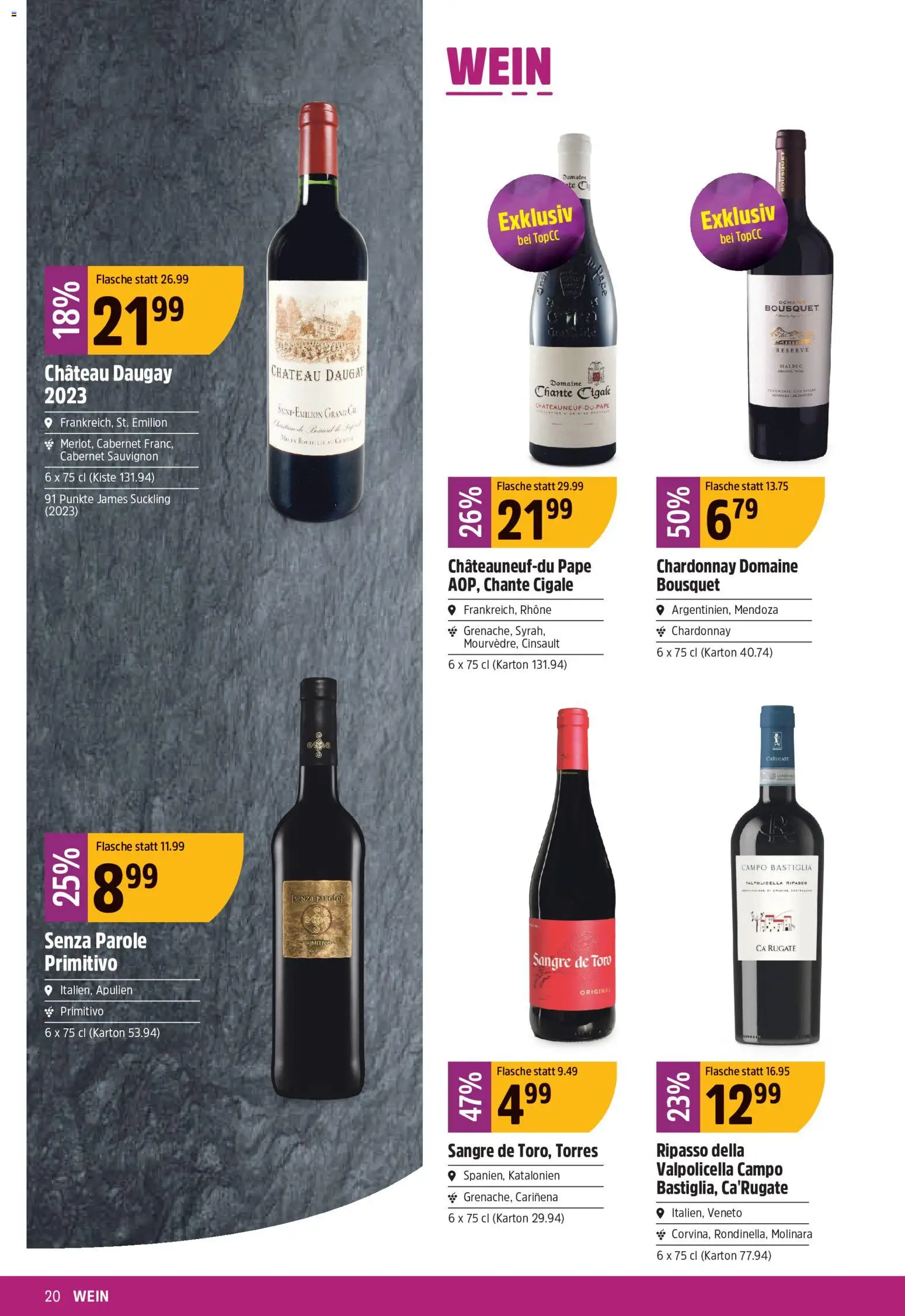 TopCC aktionen – gültig ab 10.08.2026 | Seite: 20 | Produkte: Wein