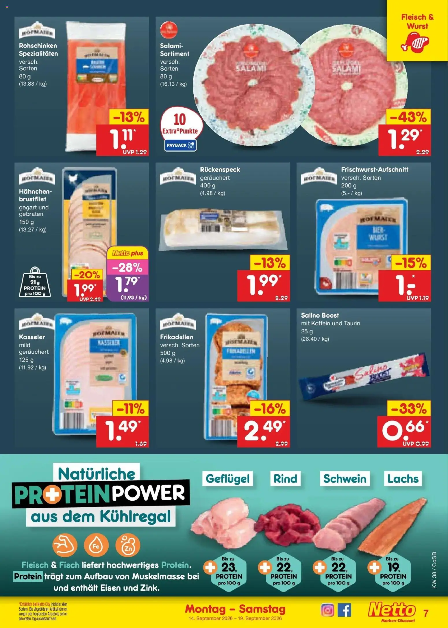 Netto Marken-Discount Prospekt Leipzig – gültig ab 14.09.2026 | Seite: 9 | Produkte: Hahnchen, Wurst, Salami, Fleisch