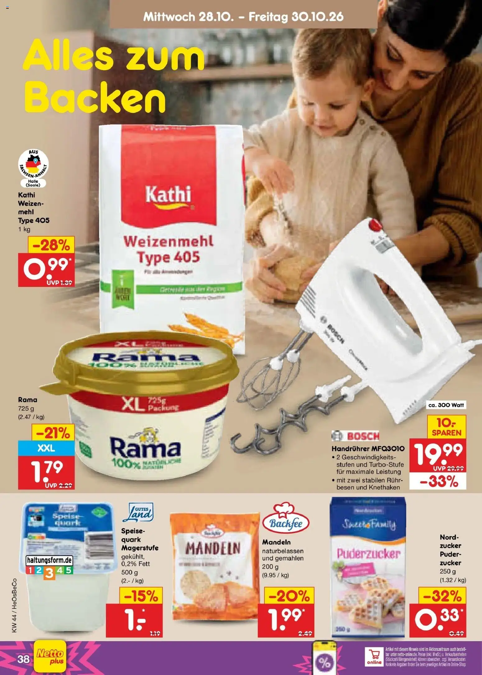 Netto Marken-Discount Prospekt – gültig ab 28.10.2026 | Seite: 13 | Produkte: Quark, Puder, Weizenmehl, Mandeln