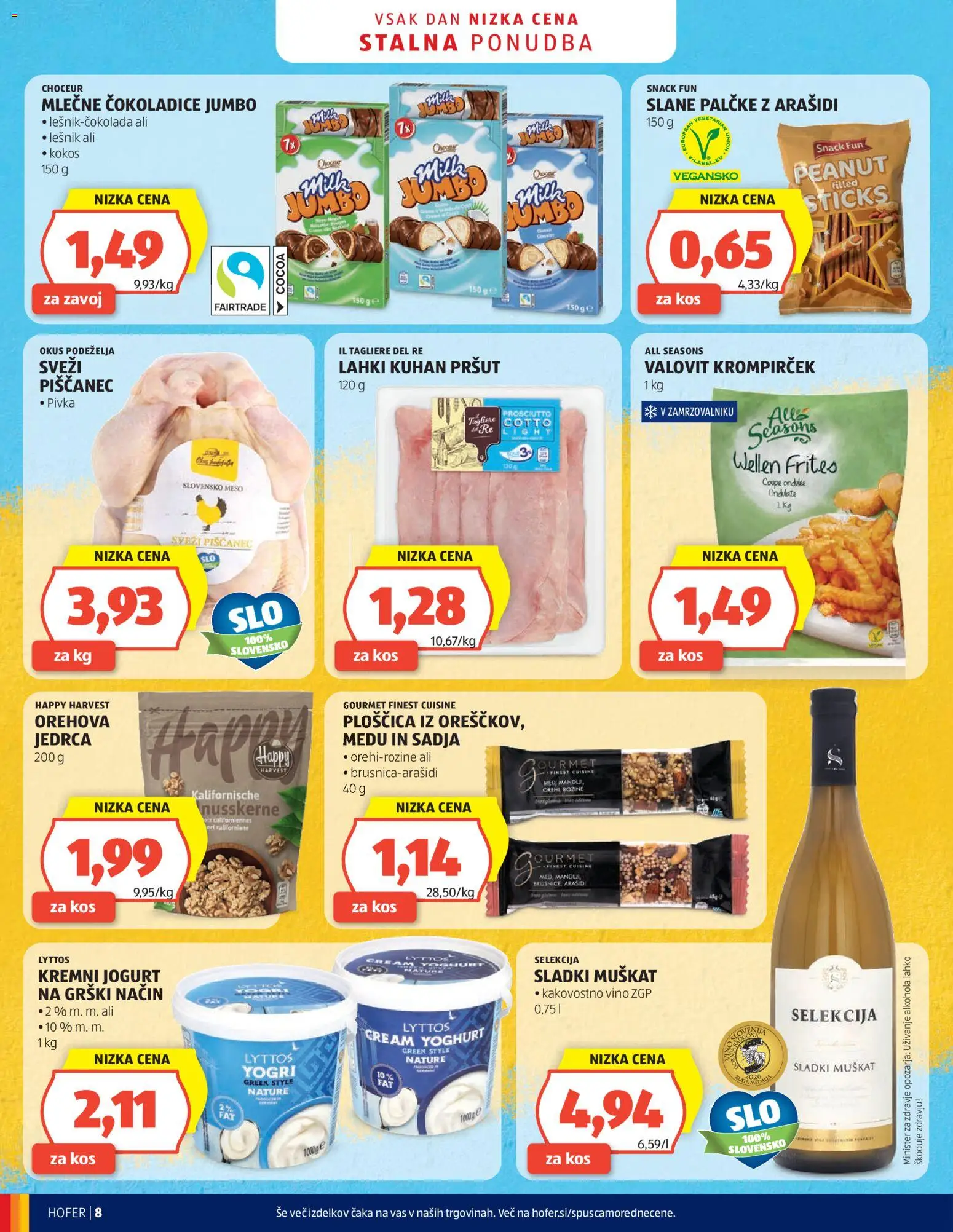 Hofer SI katalog | vrijedi od 14.10.2026 | Stranica: 8 | Proizvodi: Cokoladice, Jogurt, Vino, Zavoj