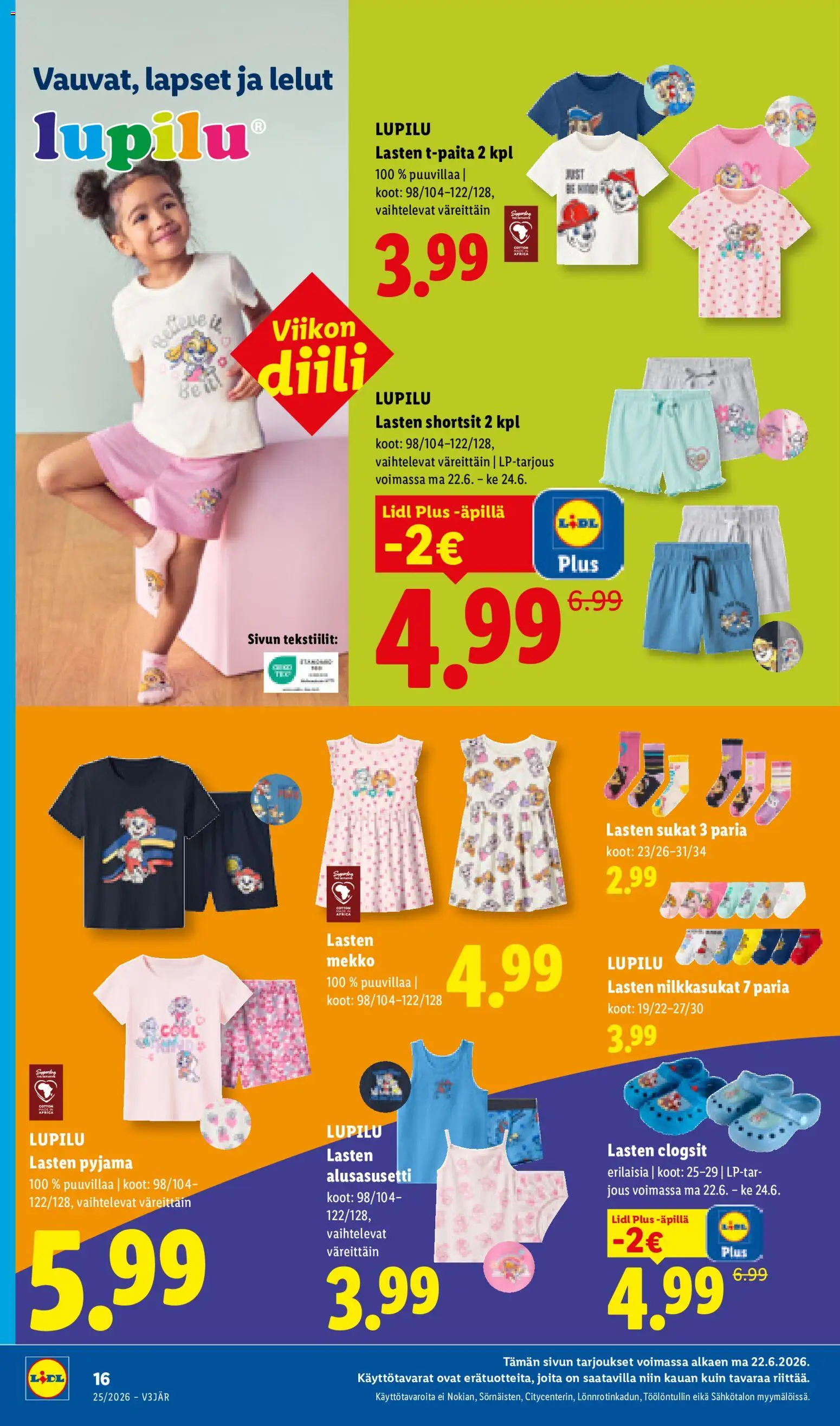 Lidl tarjoukset - Helsinki – voimassa 17.06.2026 alkaen | Sivu: 28 | Tuotteet: Shortsit, Sukat, Pyjama, Mekko