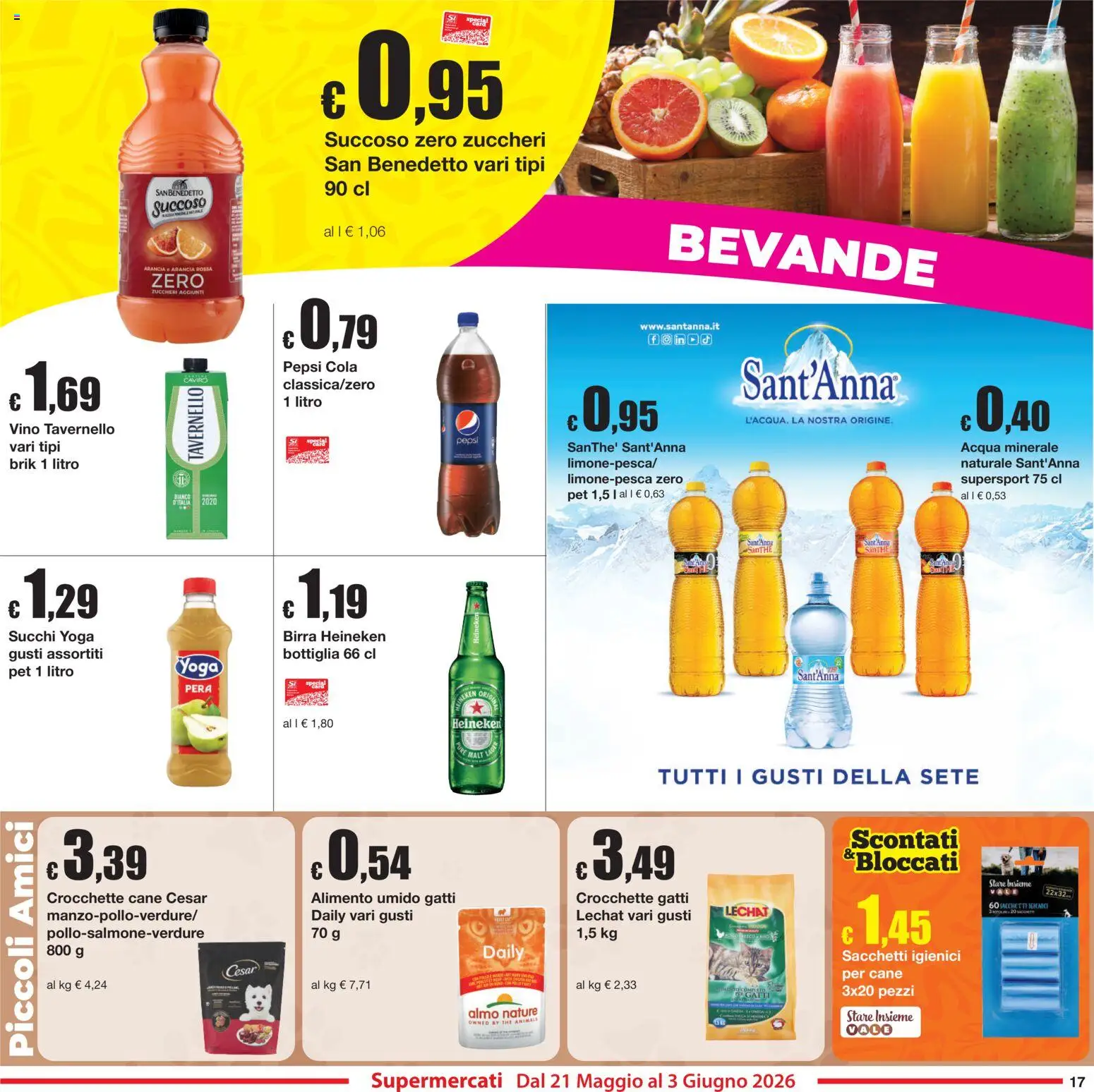 Volantino Sì con Te del 21.05.2026 | Pagina: 17 | Prodotti: Vino, Pera, Acqua minerale, Heineken