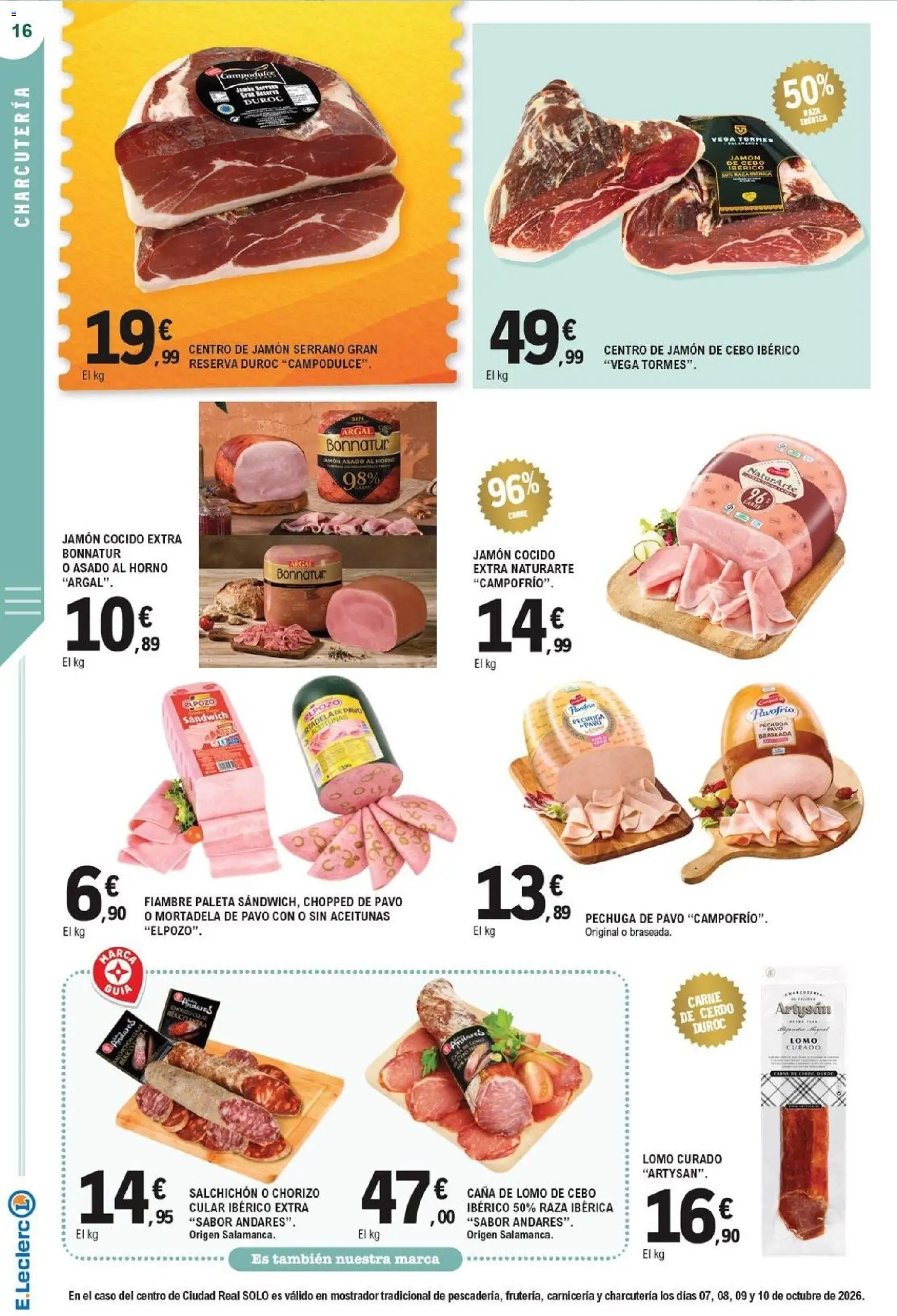 E.Leclerc Mega Sorteo │ válido desde el 07/10/2026 | Página: 16 | Productos: Lomo, Jamón, Jamón cocido, Carne de cerdo