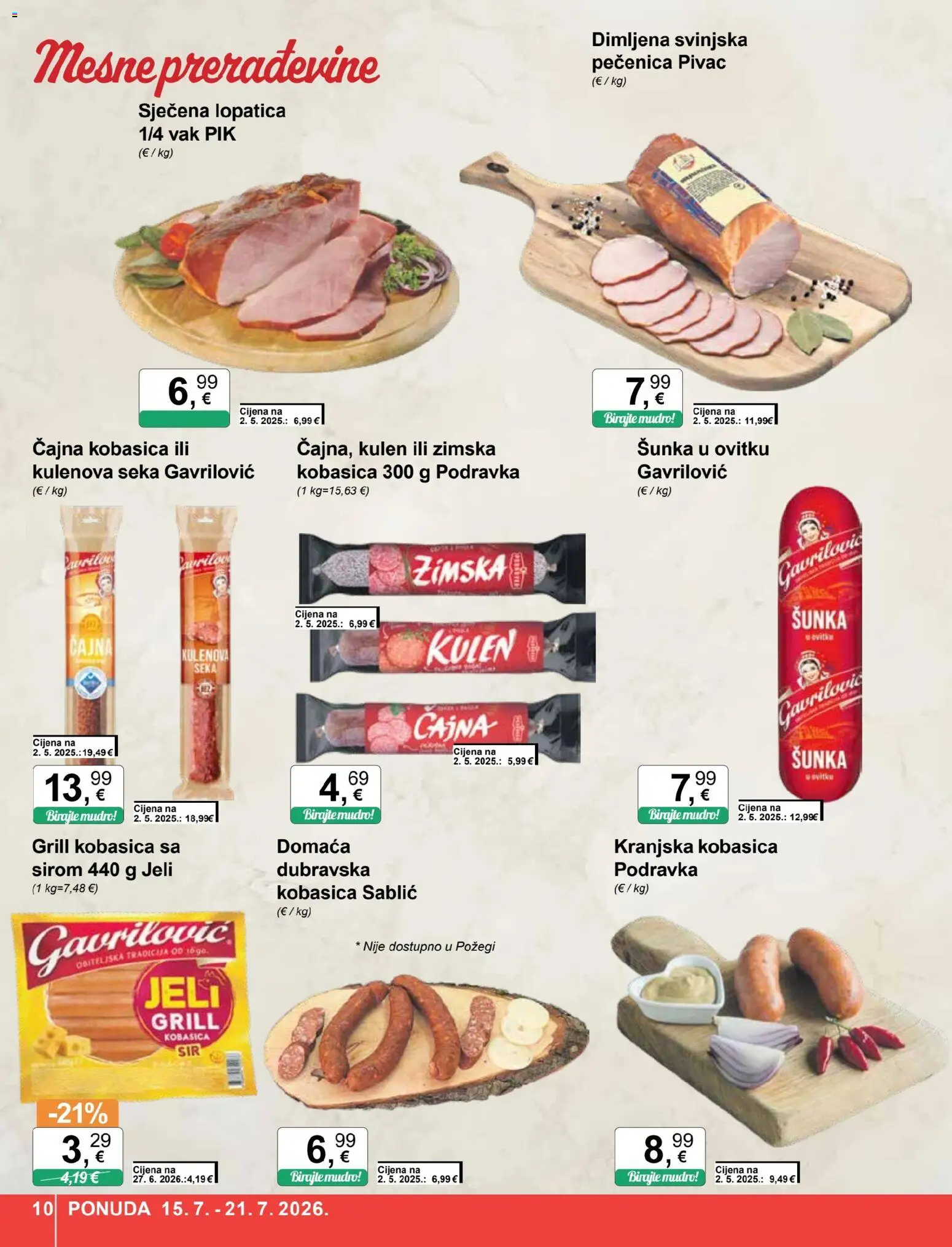 KTC katalog | vrijedi od 15.07.2026 | Stranica: 10 | Proizvodi: Kranjska kobasica, Grill, Lopatica, Čajna kobasica