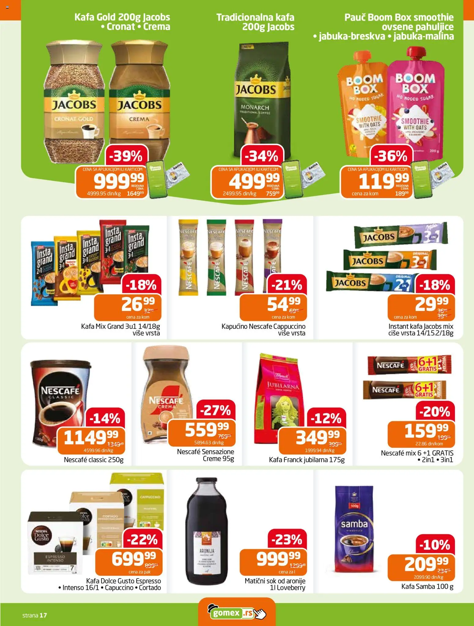 Gomex katalog - važi od 27.05.2026 | Strana: 17 | Proizvode: Dolce Gusto, Instant kafa, Ovsene pahuljice, Nescafé