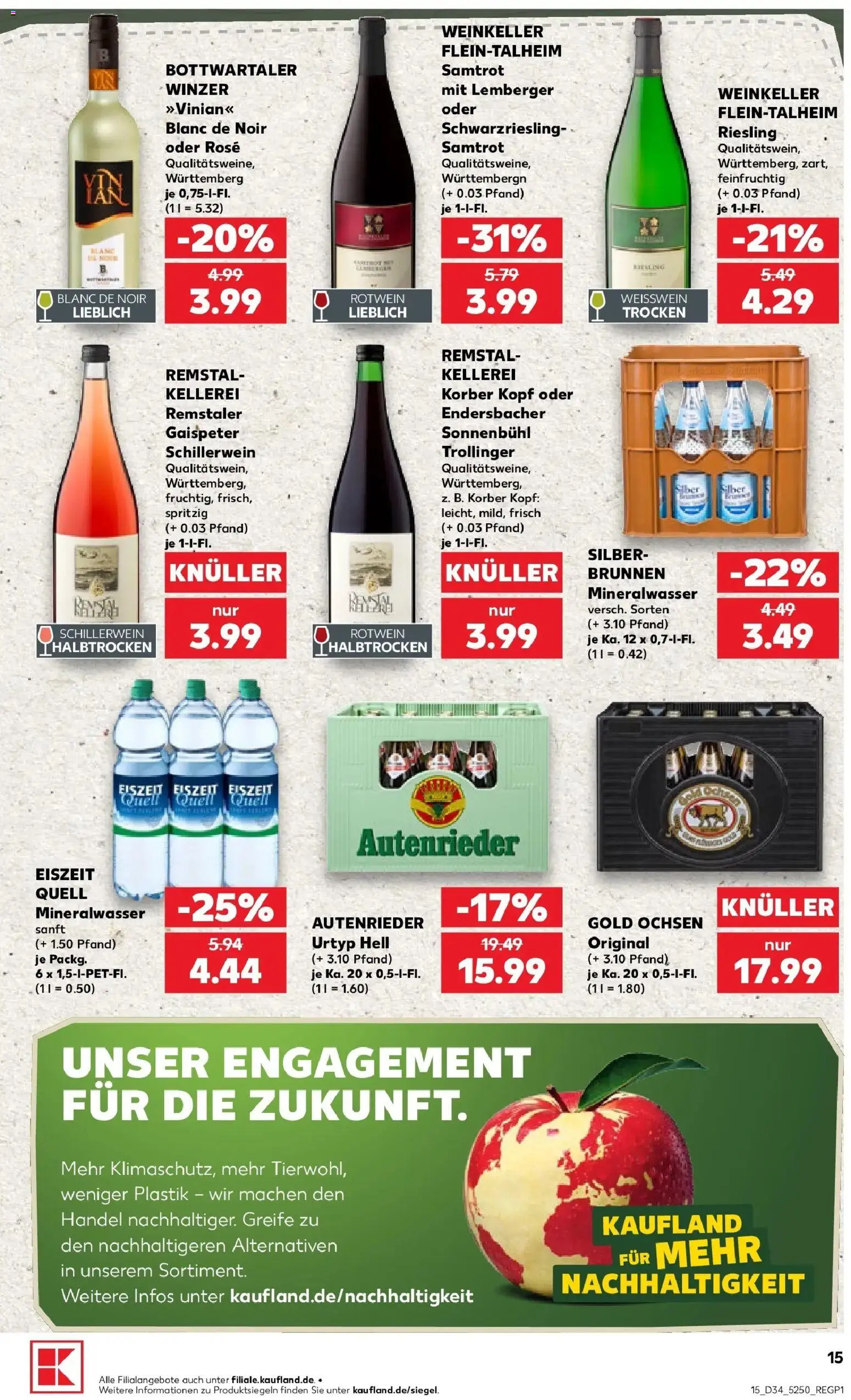 Prospekt Kaufland ab 20.08.2026 » Angebote Online zum Blättern | Seite: 15 | Produkte: Weißwein, Rotwein, Mineralwasser