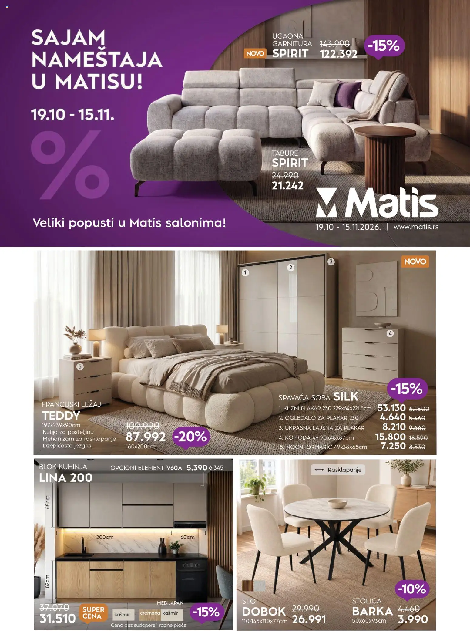 Matis katalog - važi od 19.10.2026 | Strana: 1 | Proizvode: Komoda, Stolica, Kutija, Ugaona garnitura