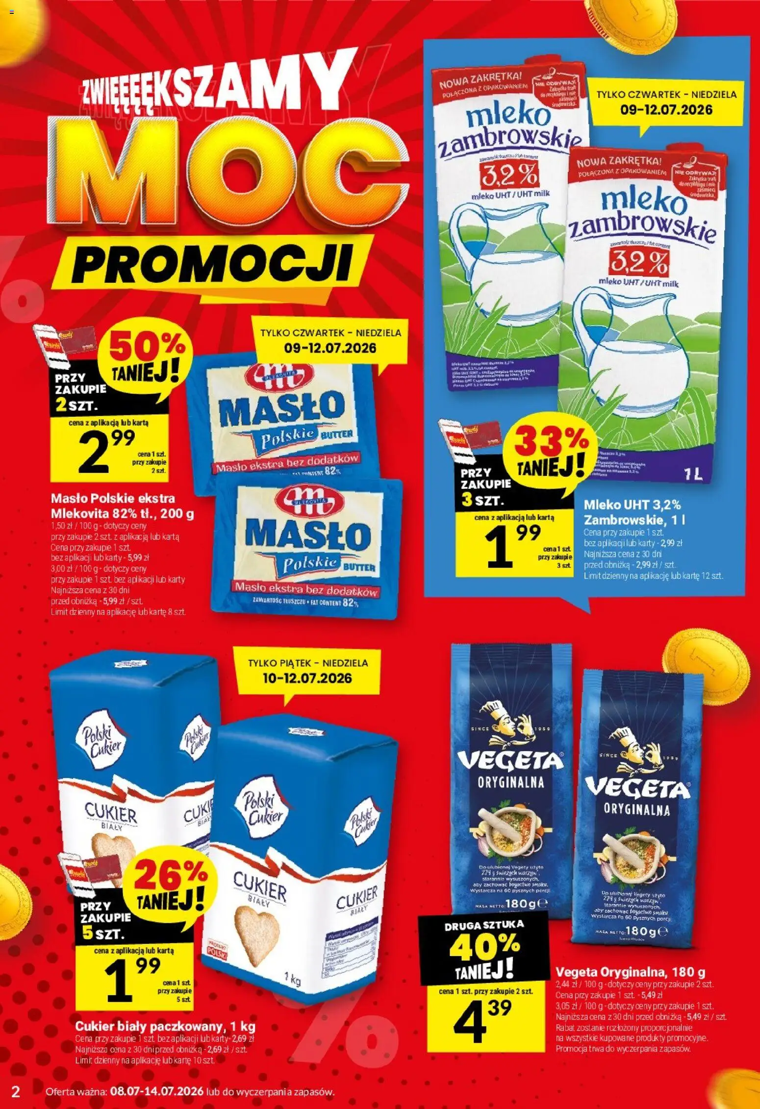 Twój Market gazetka od 08.07.2026 | Strona: 2 | Produkty: Karta, Masło Polskie, Cukier biały, Masło