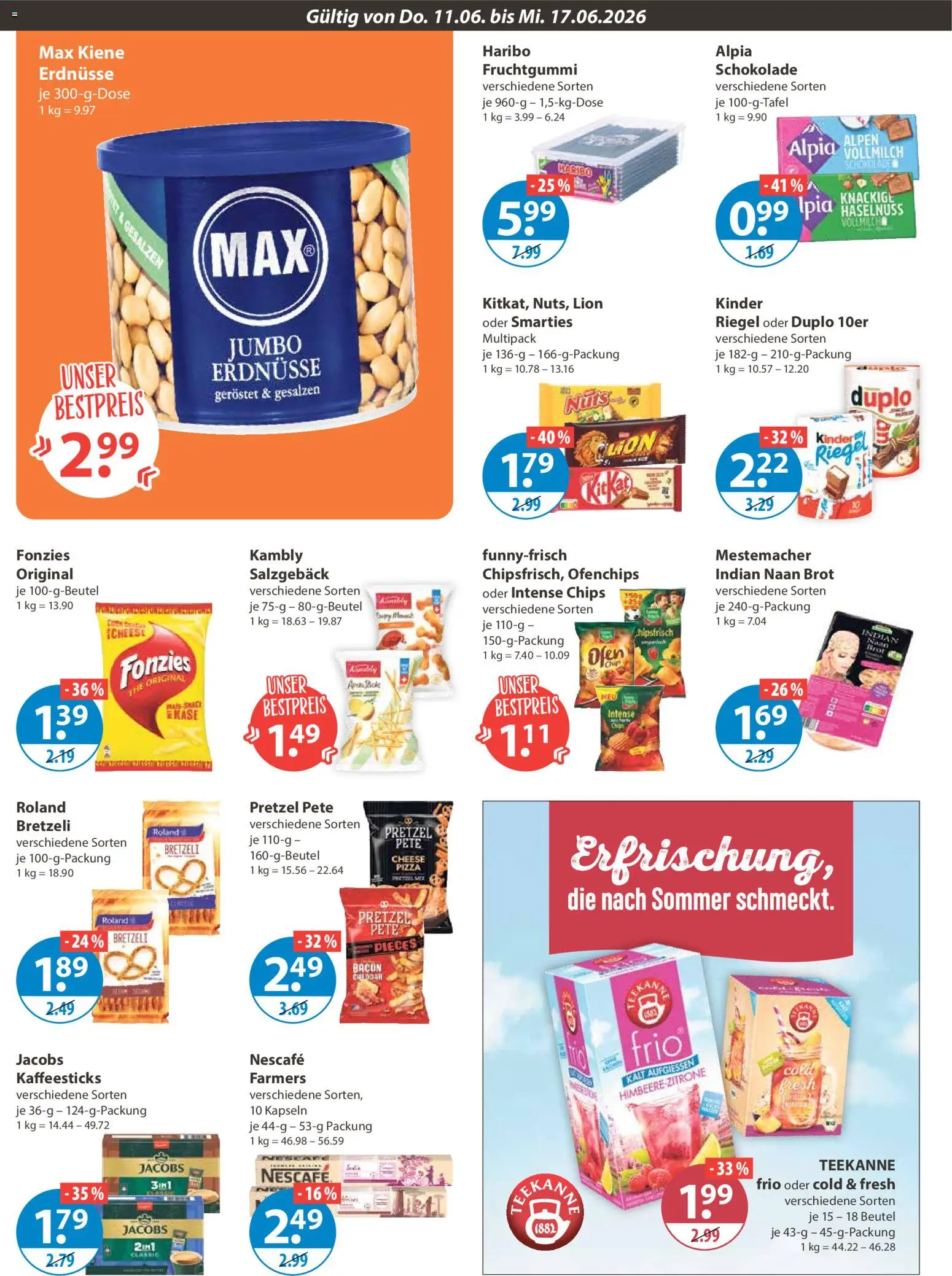 V-Markt Angebote – gültig ab 11.06.2026 | Seite: 8 | Produkte: Haribo, Teekanne, Brot, Chips
