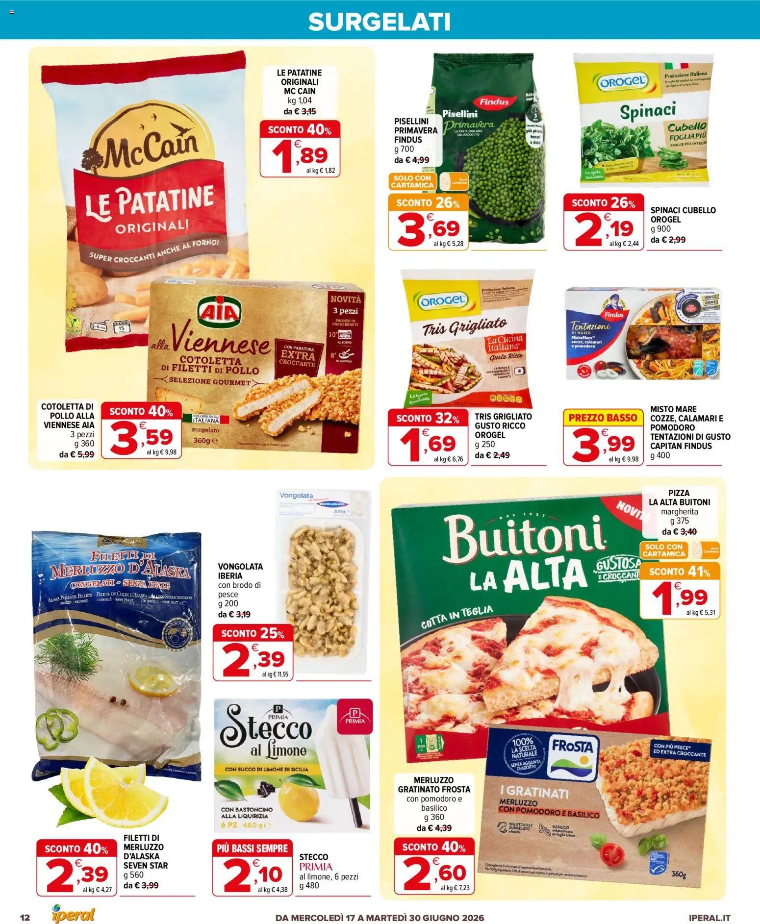 Volantino Iperal del 17.06.2026 | Pagina: 12 | Prodotti: Merluzzo, Patatine, Calamari, Limone