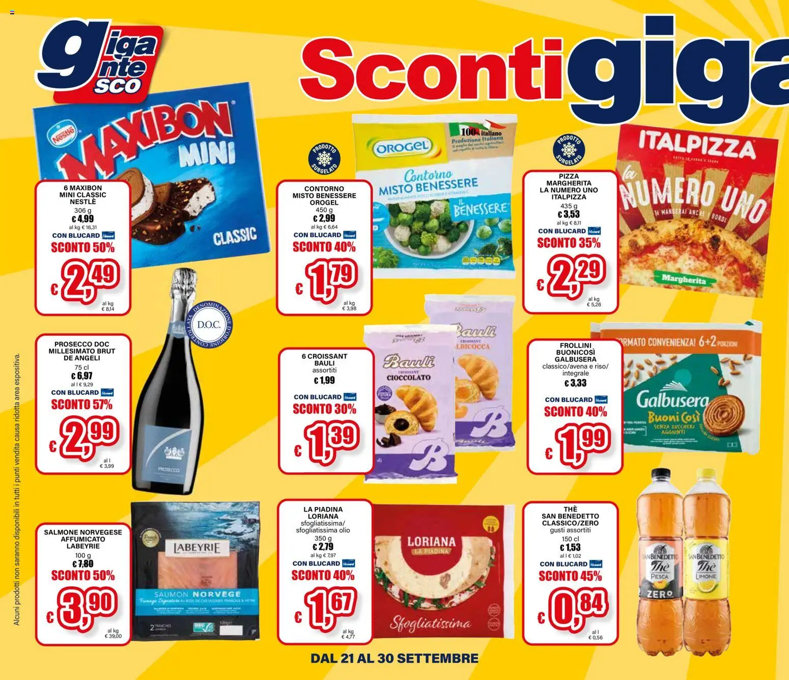 Volantino Il Gigante del 21/09/2026 | Pagina: 4 | Prodotti: Cioccolato, Salmone, Prosecco, Piadina