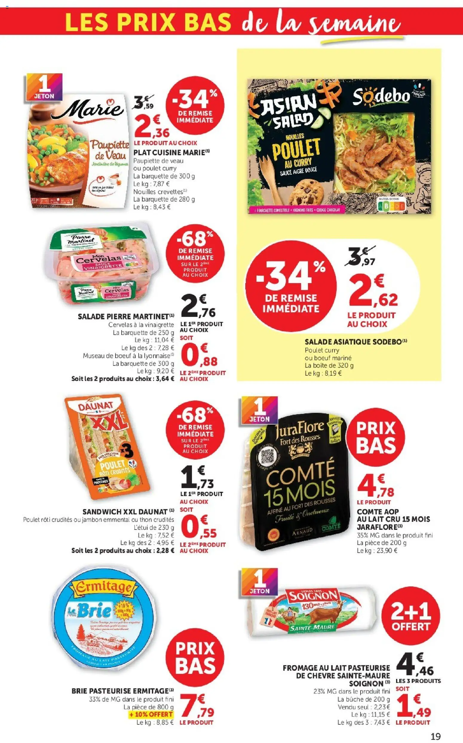 {H1} | Page: 19 | Produits: Cervelas, Poulet rôti, Thon, Lait
