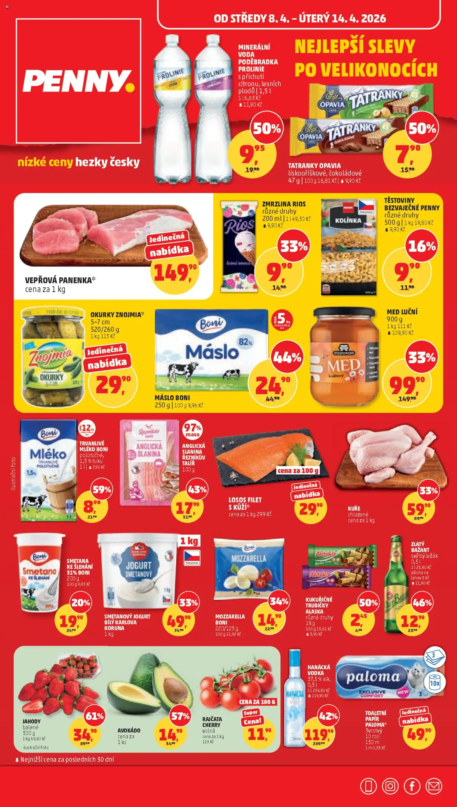 Penny Market leták od 08.04.2026 | Strana: 1 | Produkty: Jogurt, Jahody, Vodka, Vepřová panenka