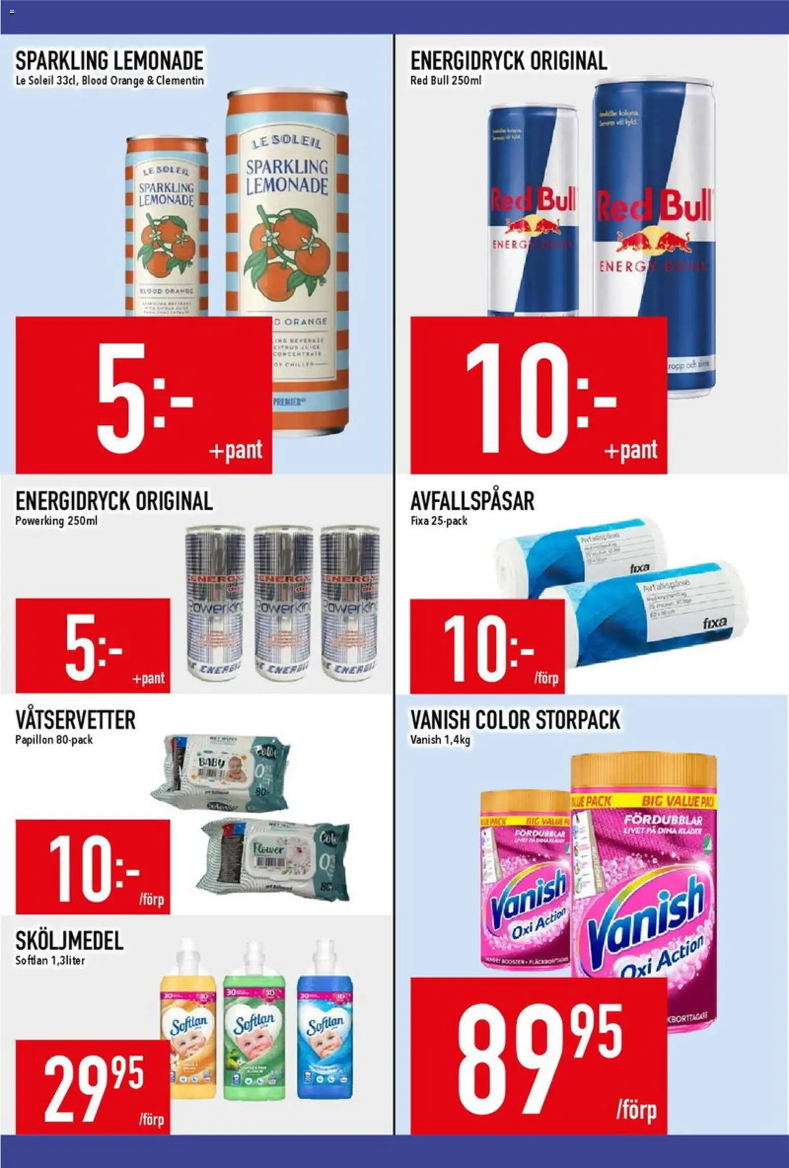 Matdax reklamblad aktuell från 31/08/2026 | Sida: 19 | Produkter: Red bull, Våtservetter, Sköljmedel, Energidryck