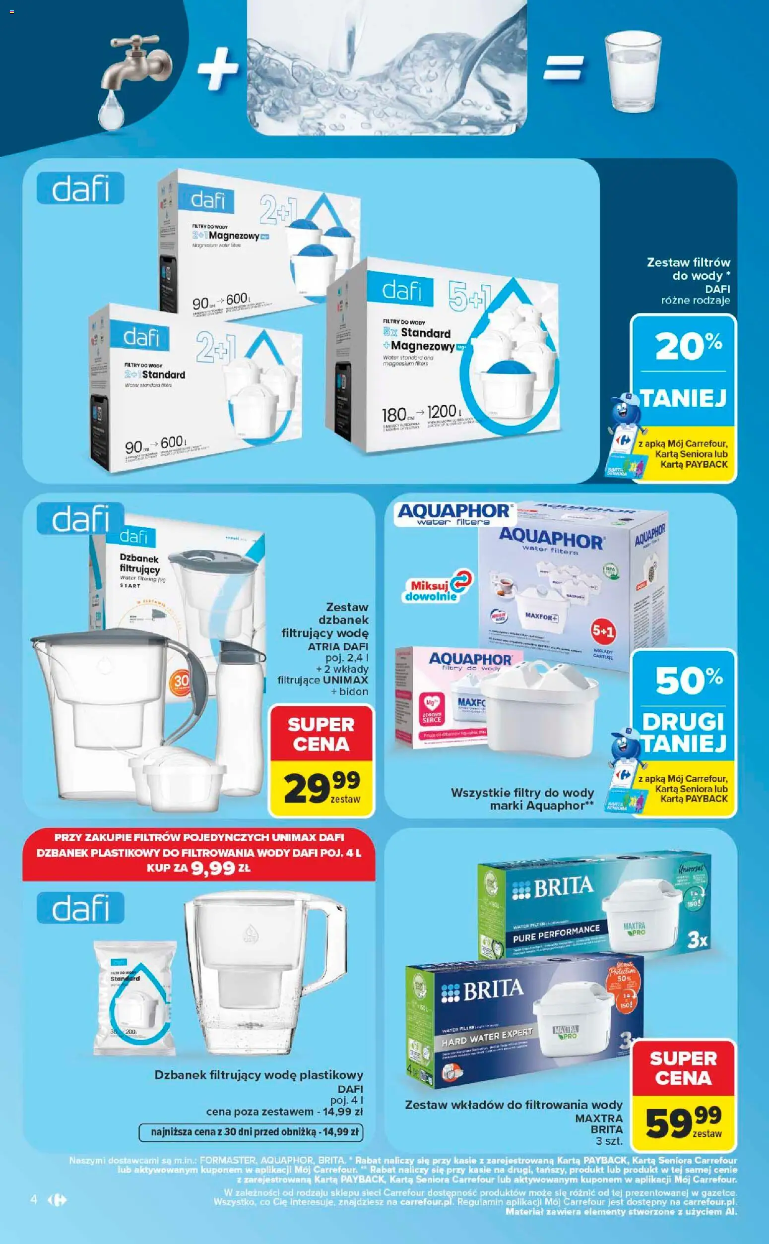 Carrefour gazetka - Same okazje od 13.07.2026 | Strona: 4 | Produkty: Karta, Dzbanek, Dzbanek filtrujący