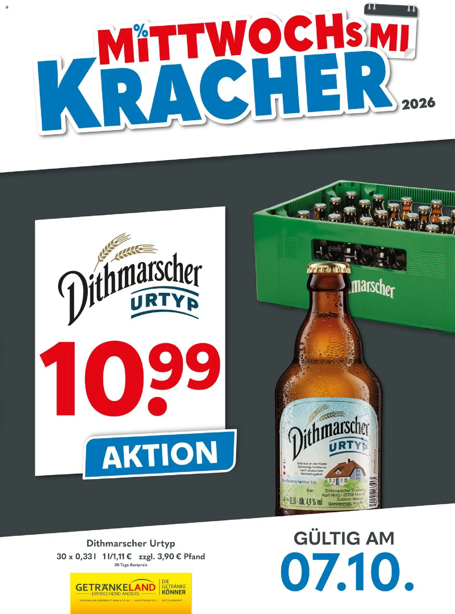 Getränkeland Mittwochs Kracher – gültig ab 07.10.2026 | Seite: 1 | Produkte: Bier, Wasser