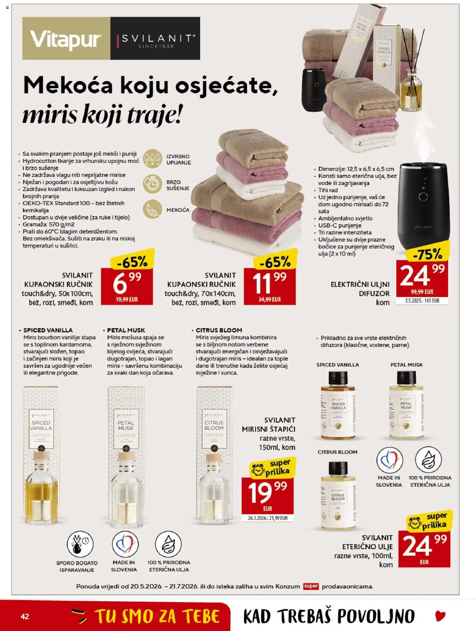 Konzum katalog | vrijedi od 20.05.2026 | Stranica: 42 | Proizvodi: Miris, Ulje, Ručnik, Štapići