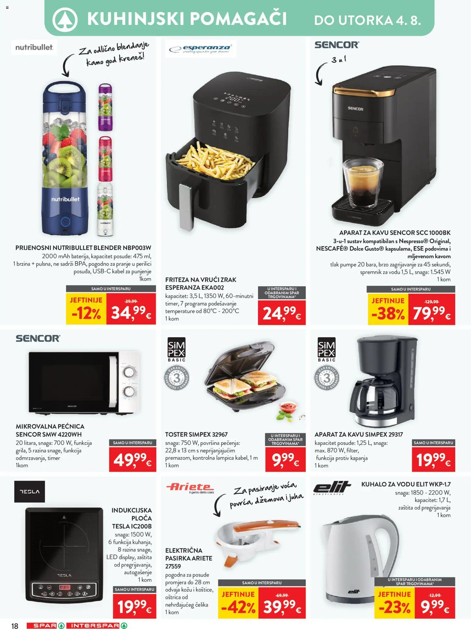 Spar katalog | vrijedi od 22.07.2026 | Stranica: 34 | Proizvodi: Friteza, Blender, Mikrovalna pećnica, Friteza na vrući zrak