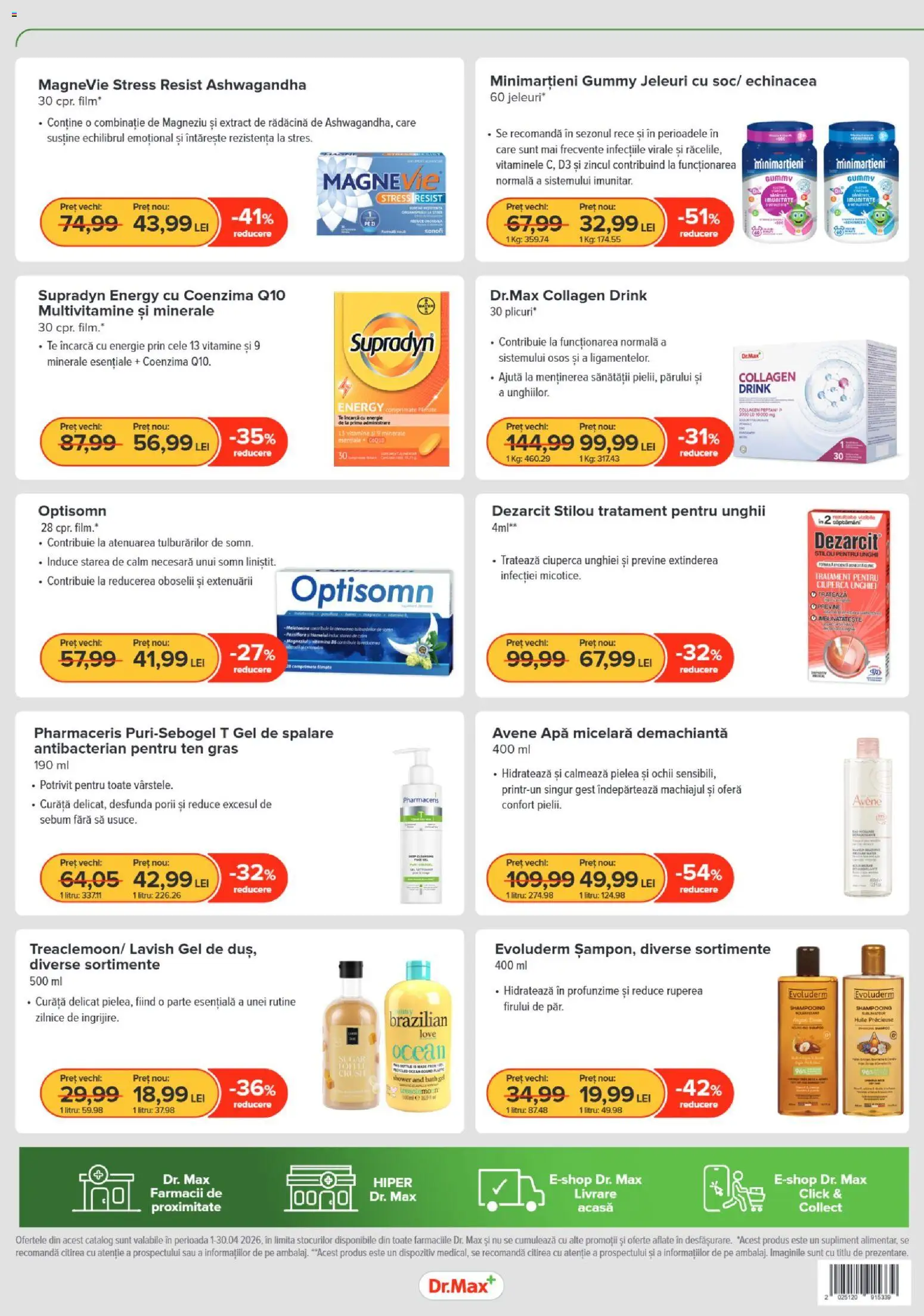 Noul catalog Dr.Max – valabil de la 01.04.2026 | Pagină: 8 | Produse: Apă micelară, Apă, Jeleuri