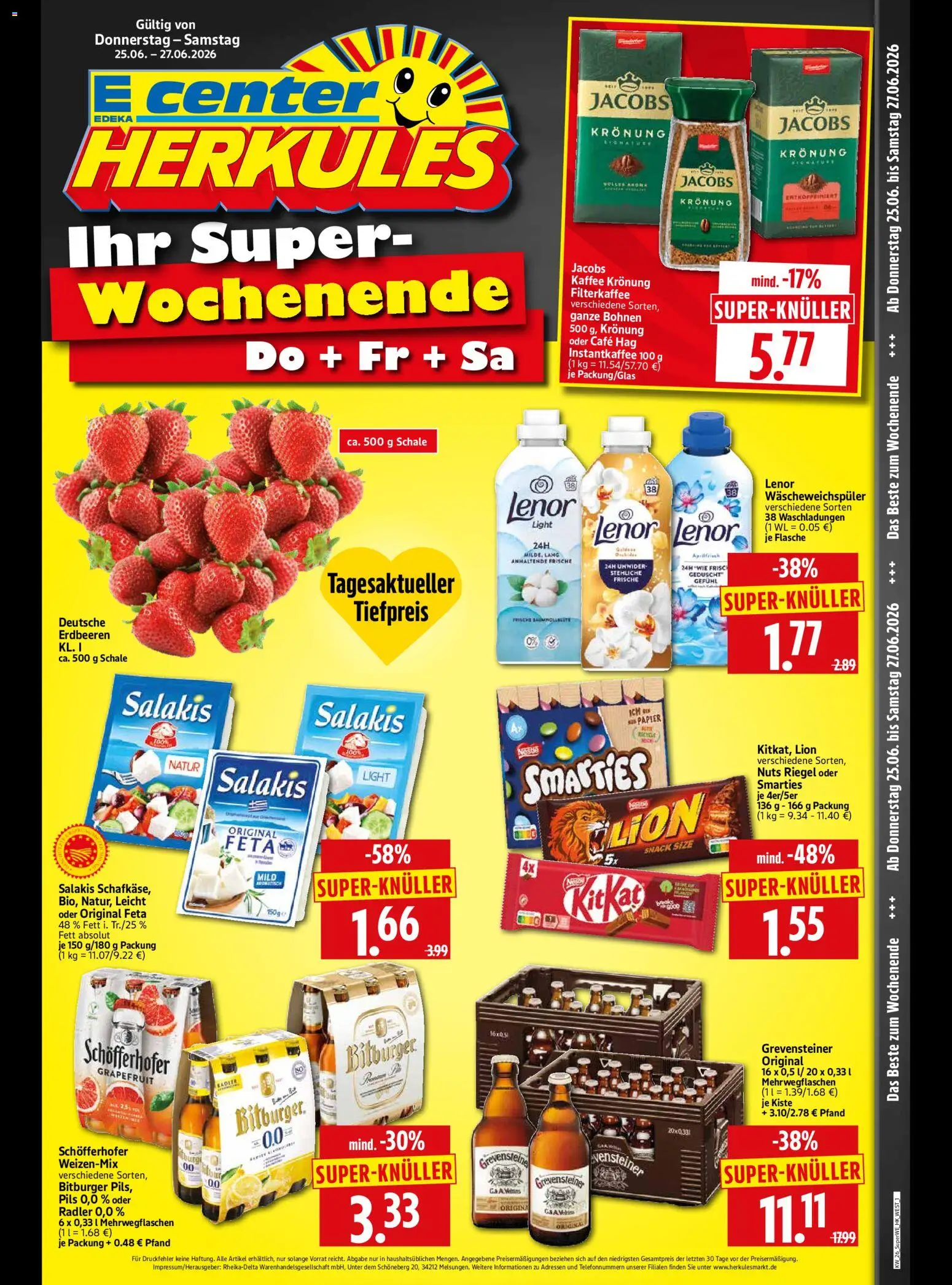 HERKULES Sonderbeilage – gültig ab 25.06.2026 | Seite: 1 | Produkte: Smarties, Grapefruit, Radler, Salakis
