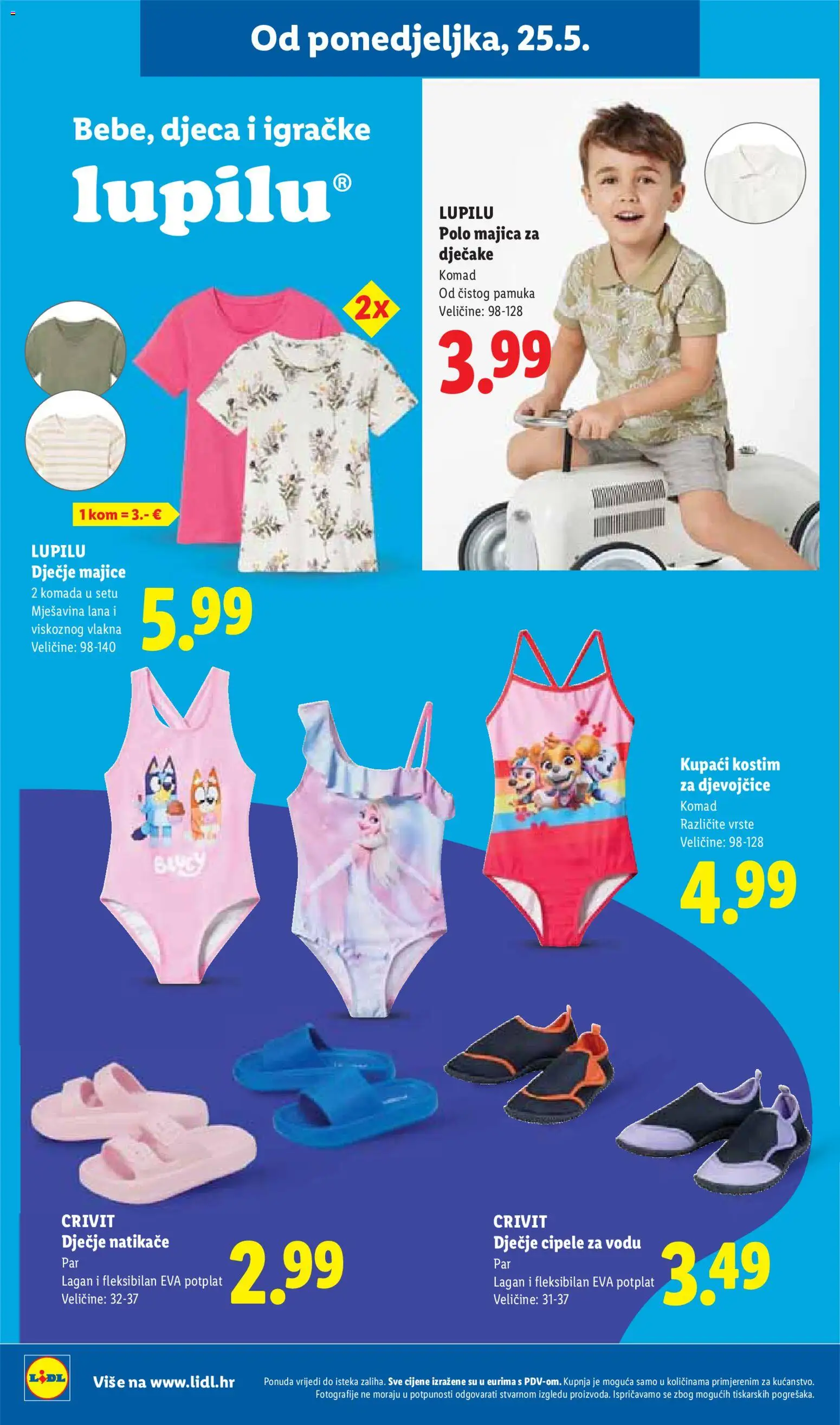 Lidl katalog | vrijedi od 25.05.2026 | Stranica: 38 | Proizvodi: Cipele za vodu, Natikače, Majica, Kupaći kostim