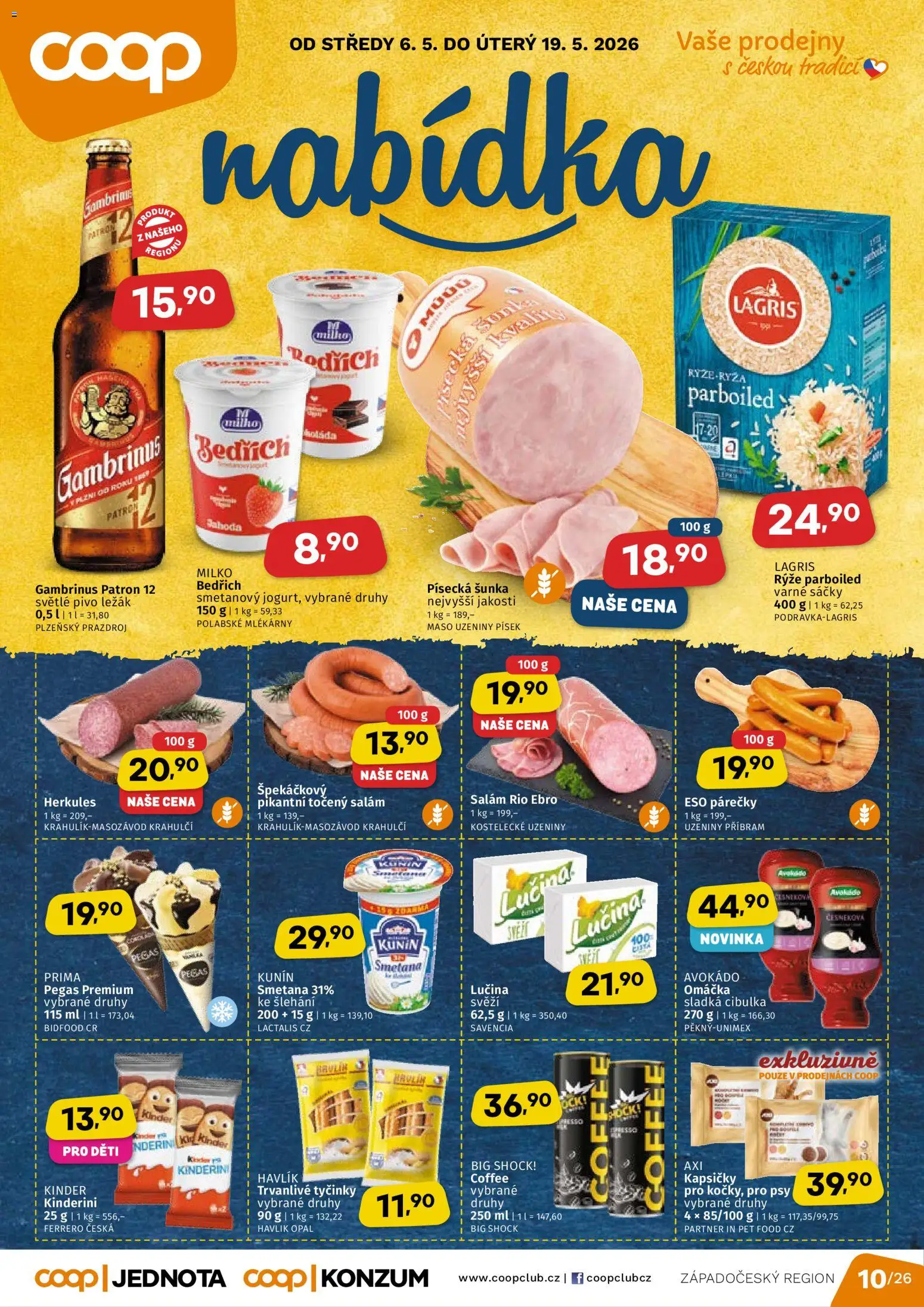 Coop leták od 06.05.2026 | Strana: 1 | Produkty: Salám, Pivo, Písek, Tyčinky