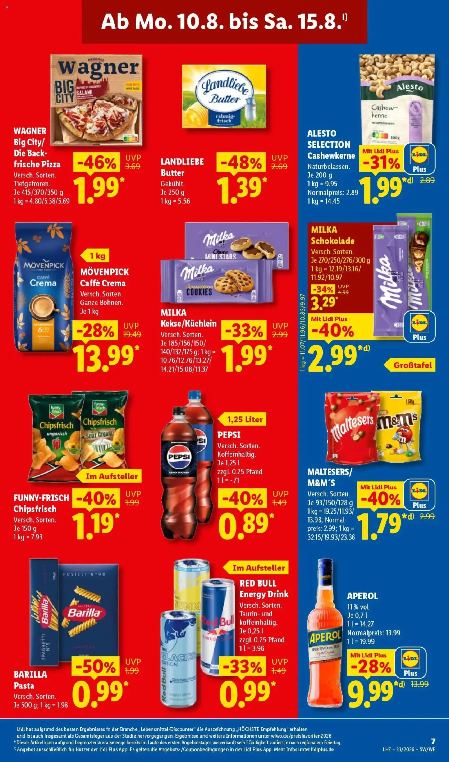Lidl Prospekt Ilvesheim – gültig ab 10.08.2026 | Seite: 19 | Produkte: Barilla, Landliebe butter, Pasta, Pizza